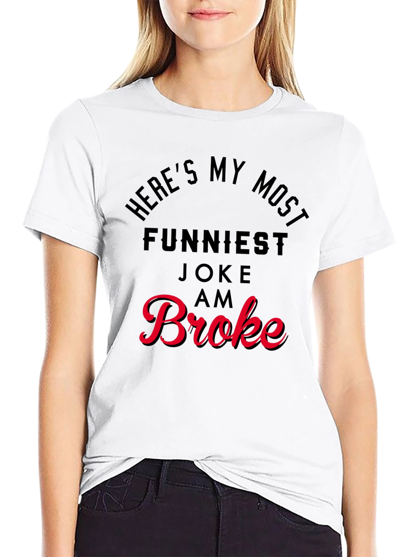 Black Funny 'Broke' Graphic Print T-Shirt view 9