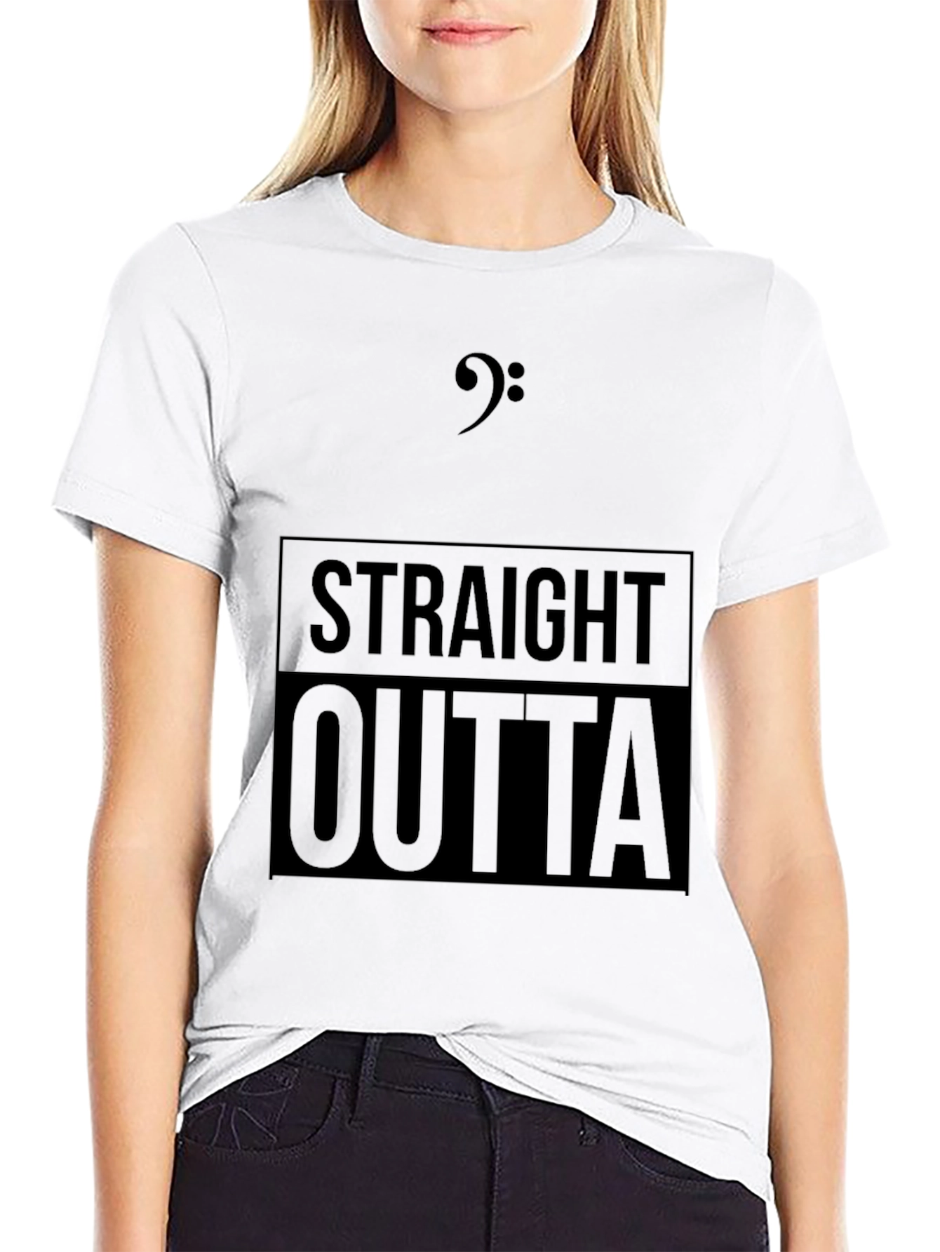 Black Straight Outta Bass Clef Black Graphic Tee view 9