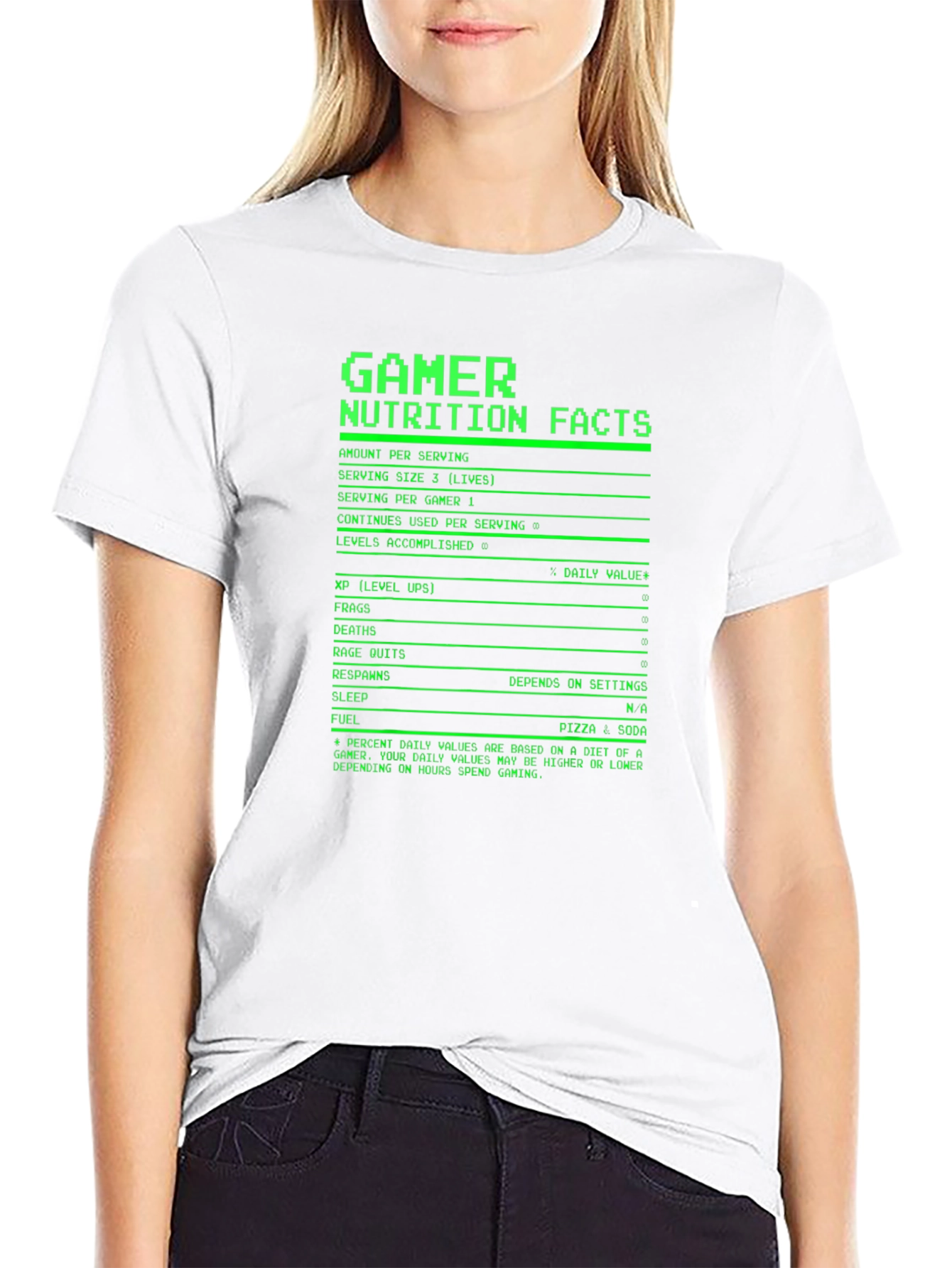 Black Gamer Nutrition Facts Funny T-Shirt view 9