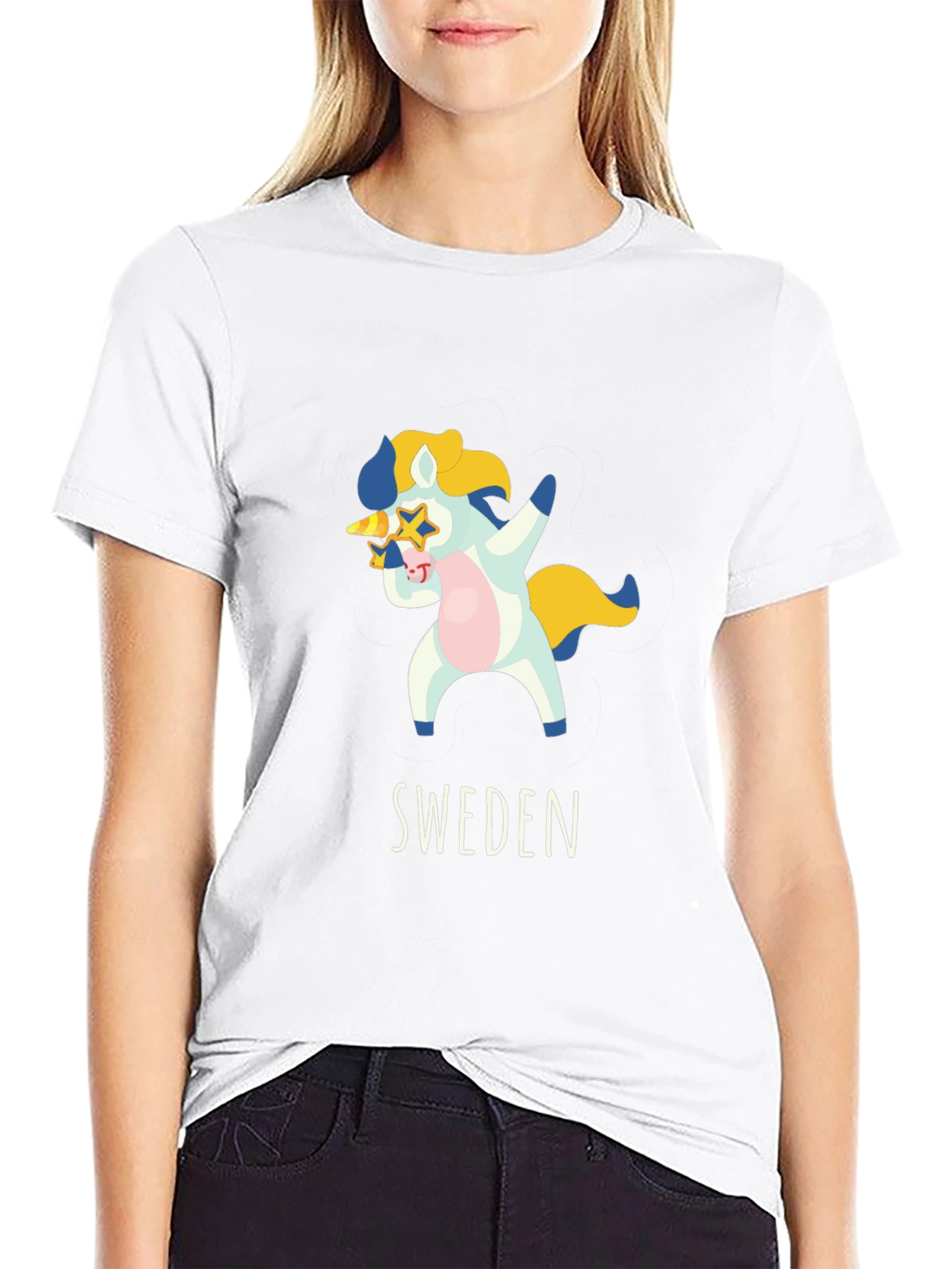 Black Sweden Dab Unicorn T-Shirt - Black Cotton Tee view 9