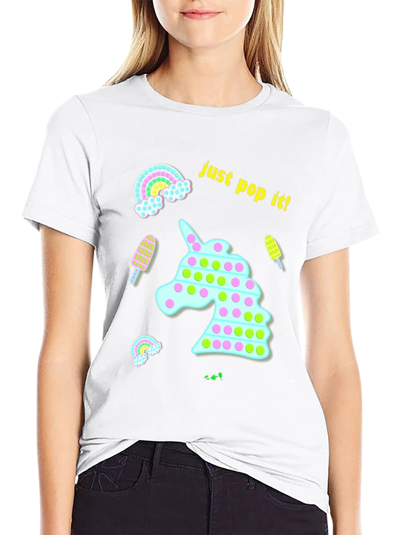 Black Just Pop It! Fun Unicorn T-Shirt view 9