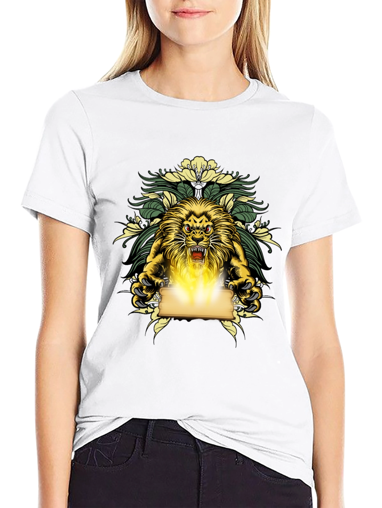 Black Lion King Graphic Print Black T-Shirt view 9