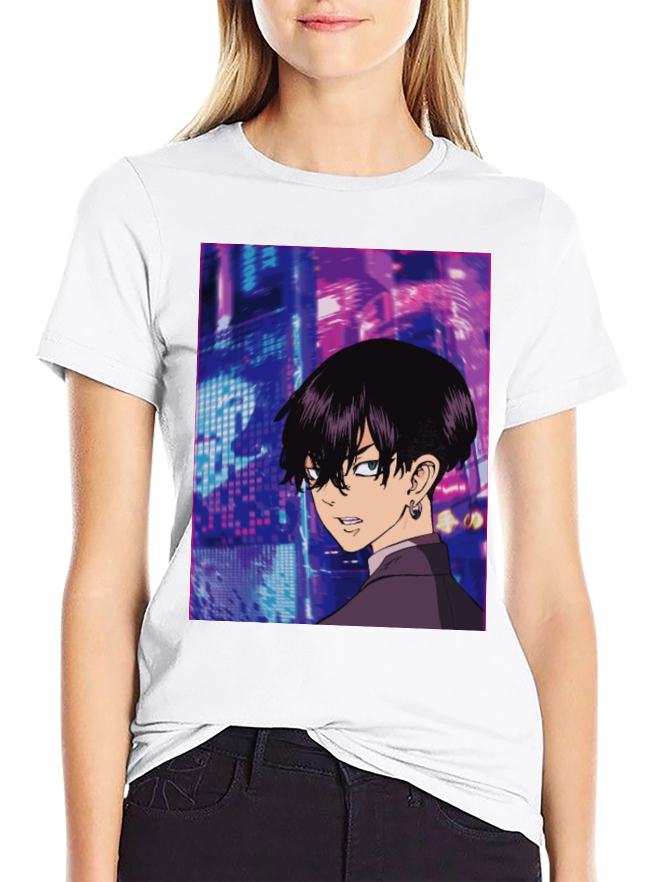Black Anime Graphic Black T-Shirt view 9