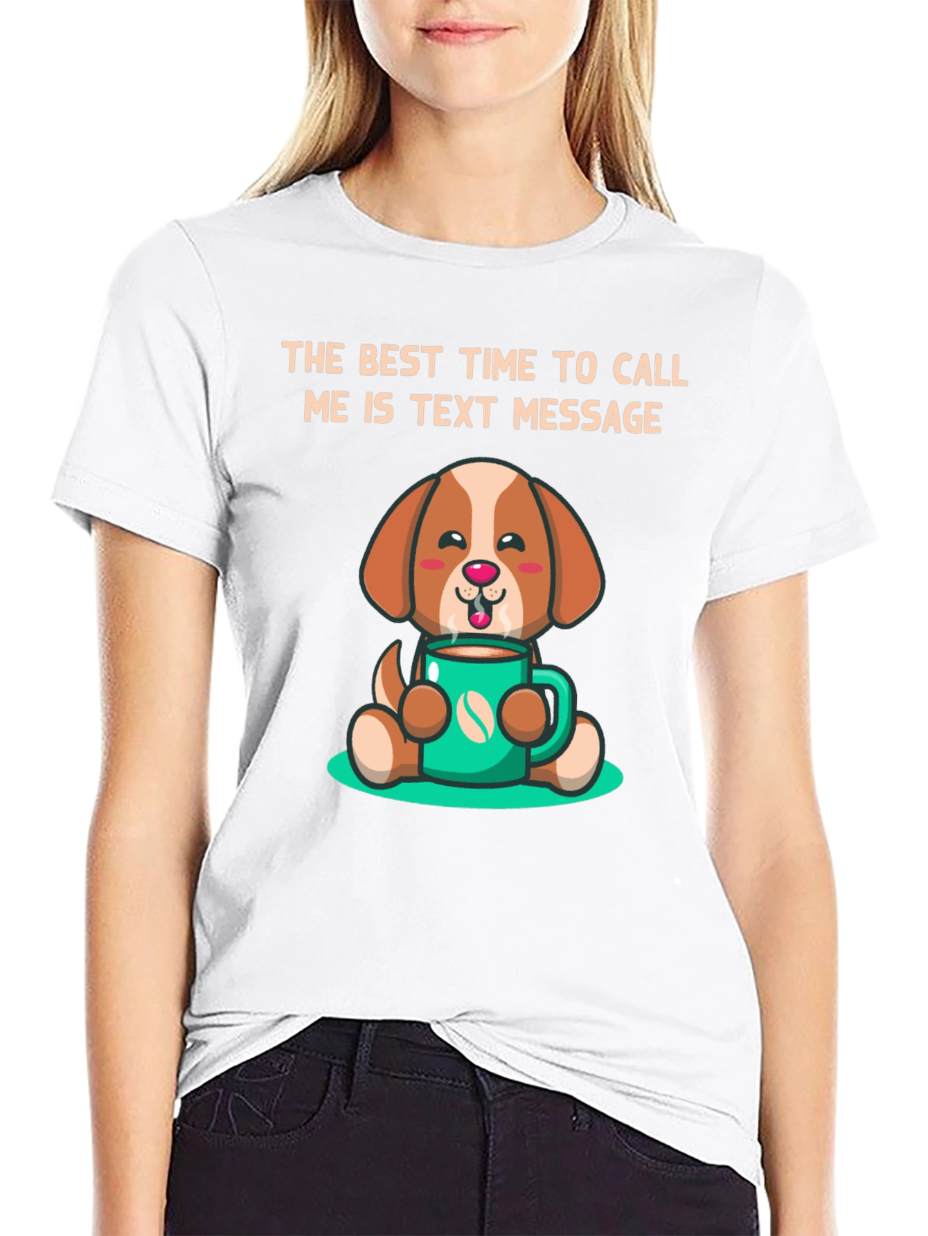 Black Text Message Dog Graphic T-Shirt view 9