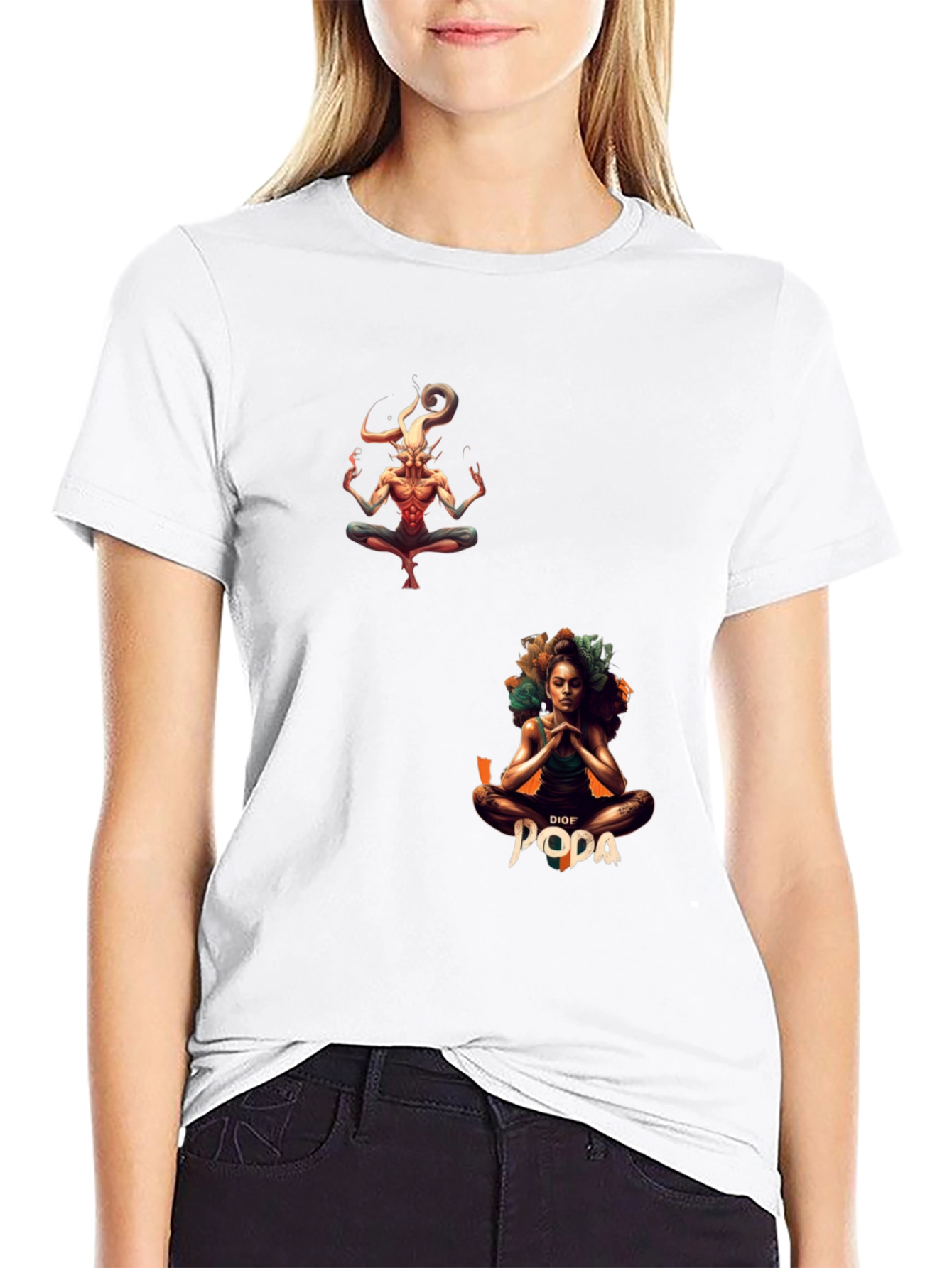 Black Unique Graphic Print Black T-Shirt view 9