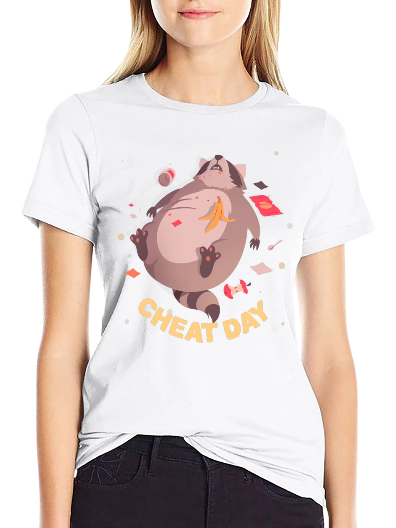 Black Cheat Day Racoon Graphic Tee view 9