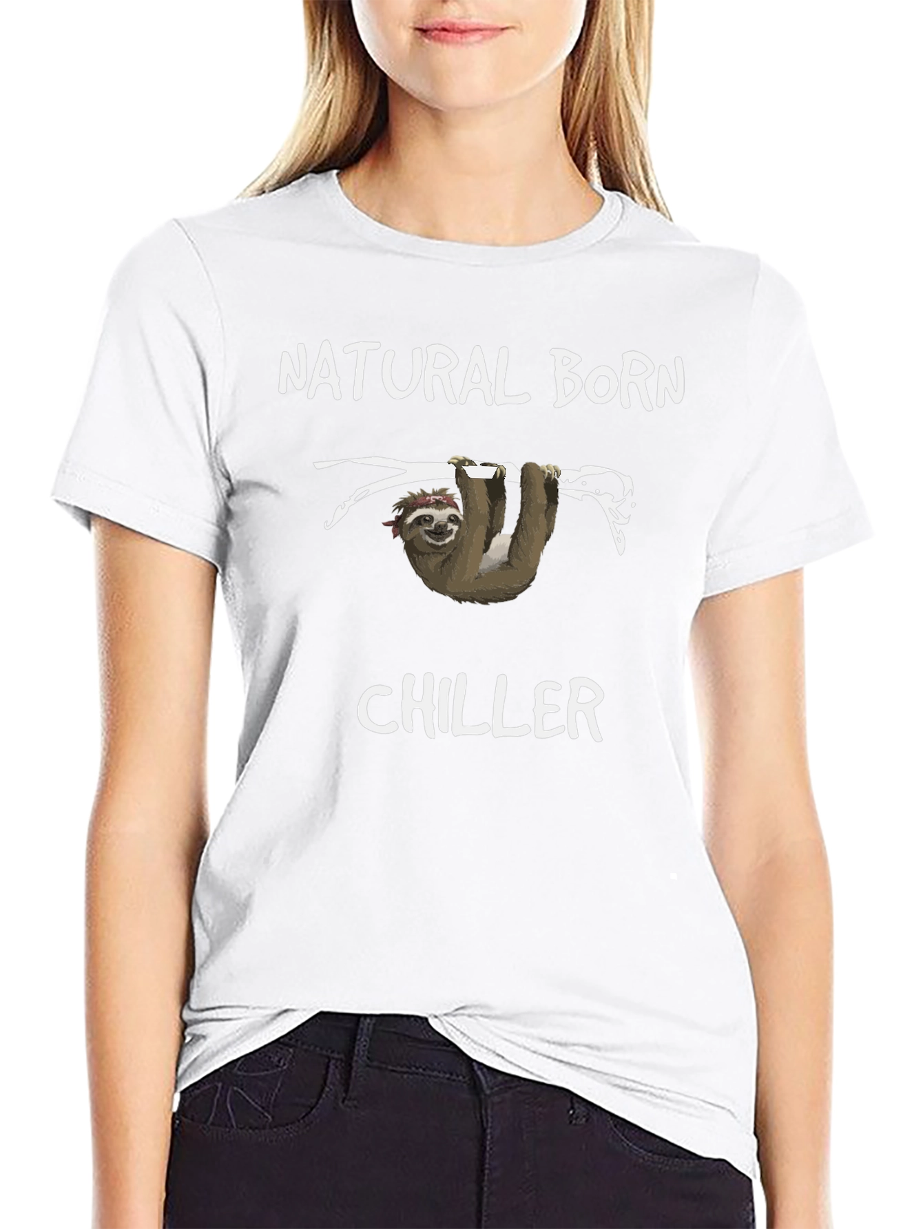 Black Natural Born Chiller Sloth Graphic Tee - Black view 9