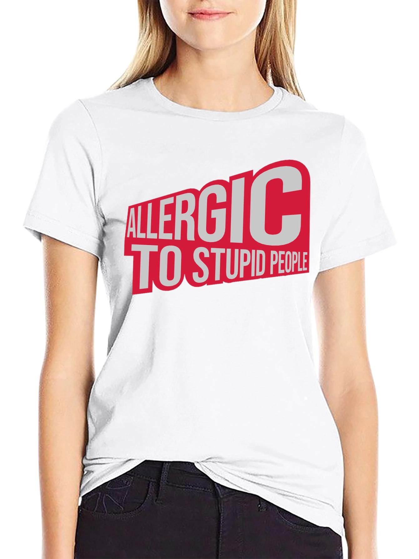 Black Allergic to Stupid People Graphic T-Shirt view 9