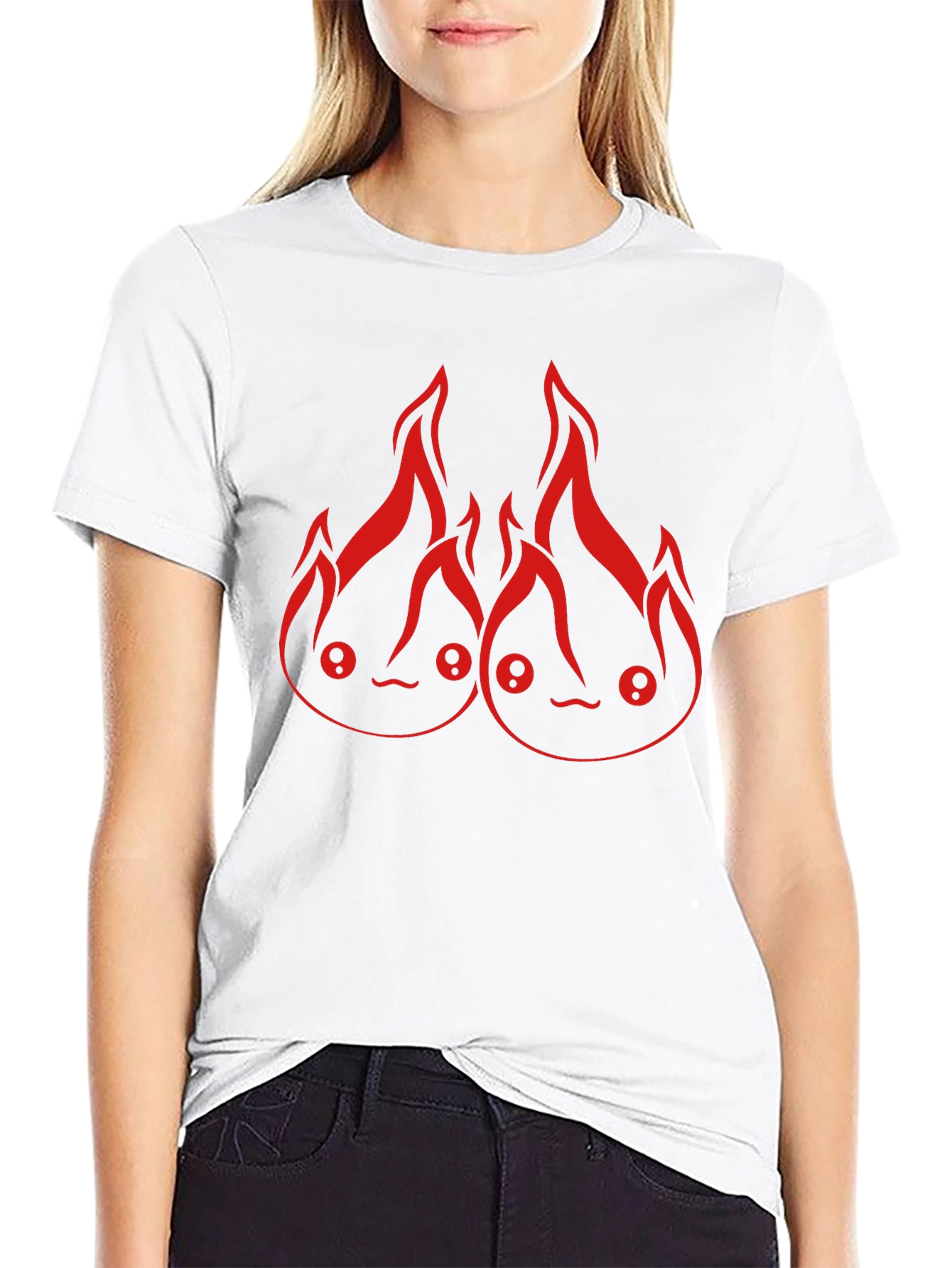 Black Calcifer Fire Spirit Graphic T-Shirt view 9