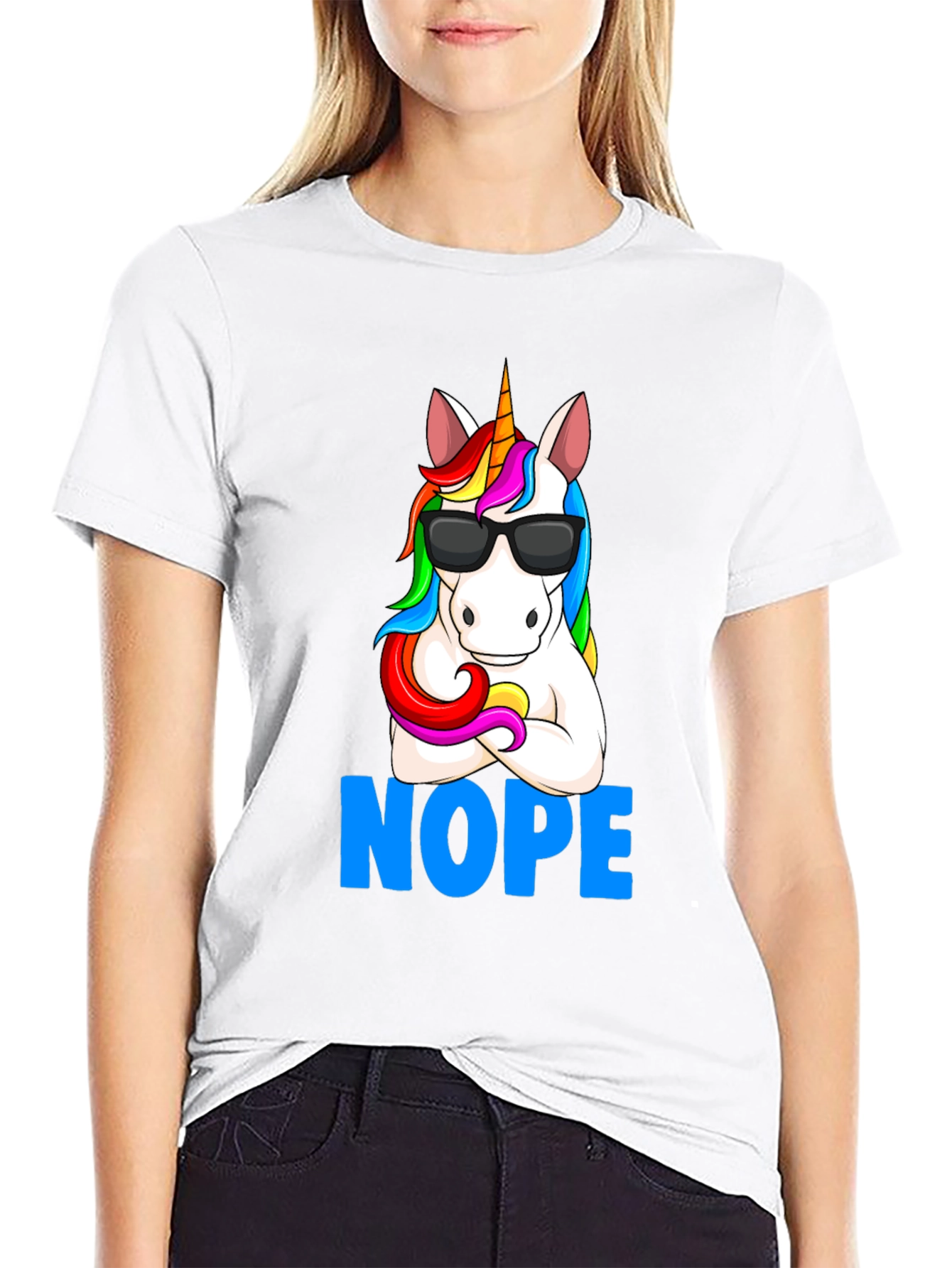 Black Unicorn NOPE T-Shirt - Funny Graphic Tee view 9
