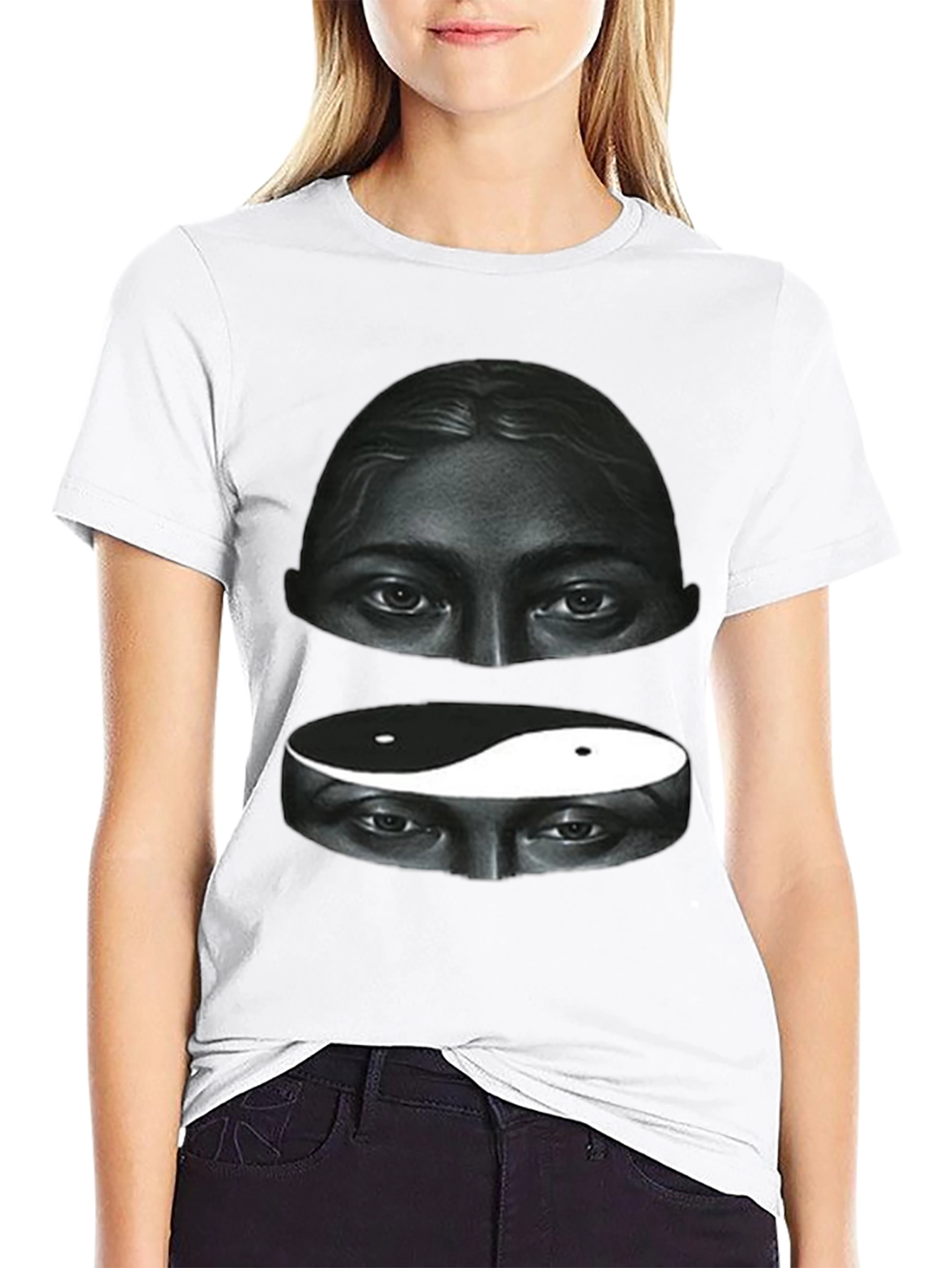 Black Yin Yang Eyes Graphic Tee - Soft Cotton Blend view 9