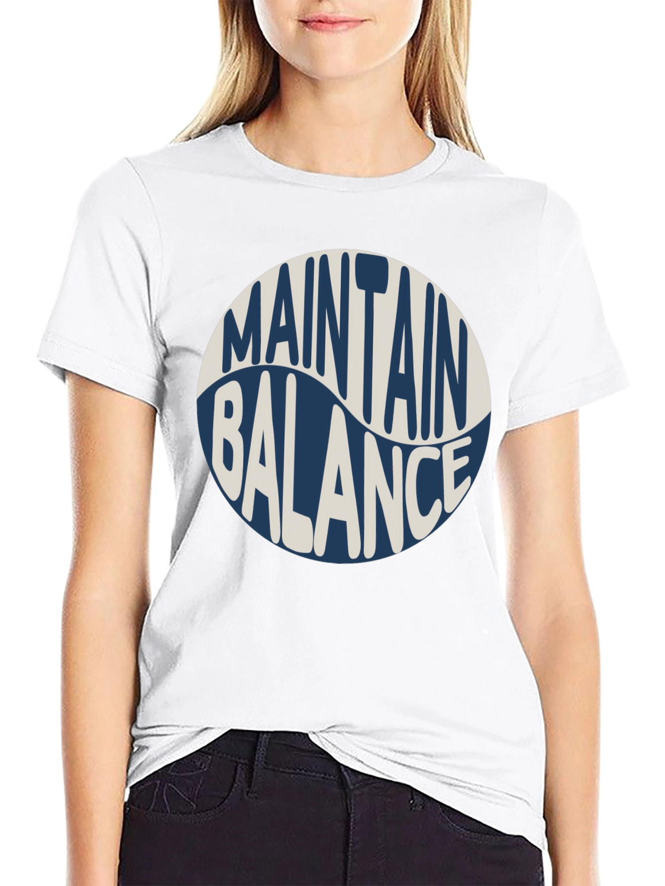 Black Maintain Balance Graphic Tee - Black Crew Neck Cotton Shirt view 9