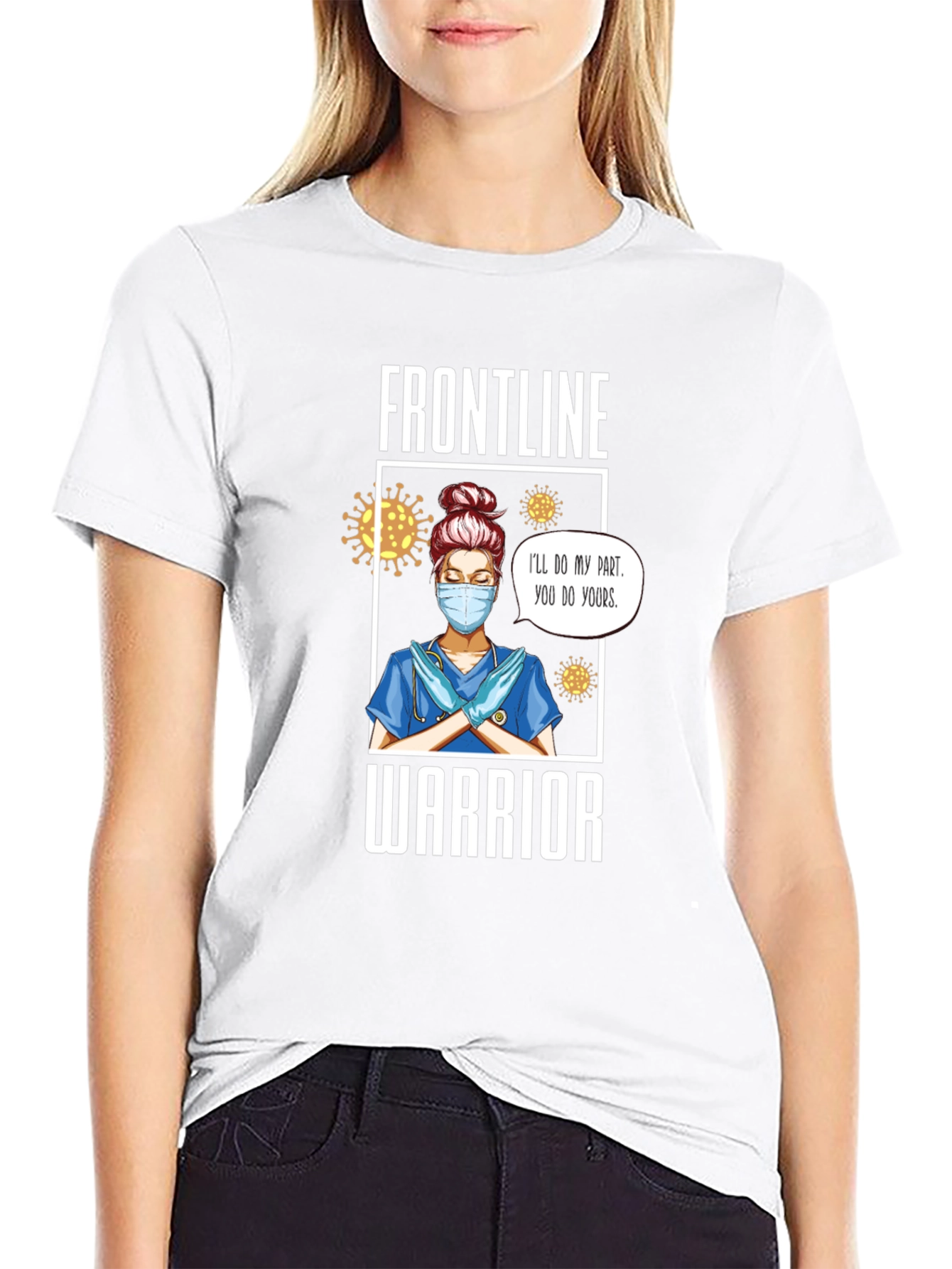 Black Frontline Warrior Nurse T-Shirt - Unisex view 9