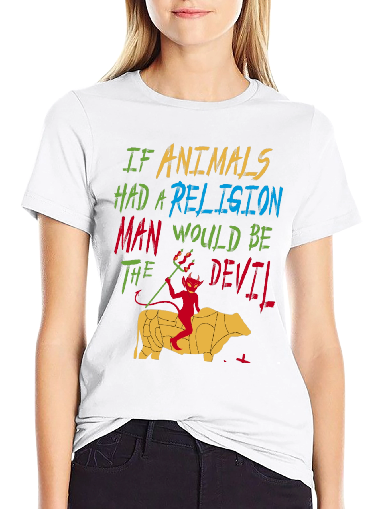 Black If Animals Had A Religion T-Shirt view 9