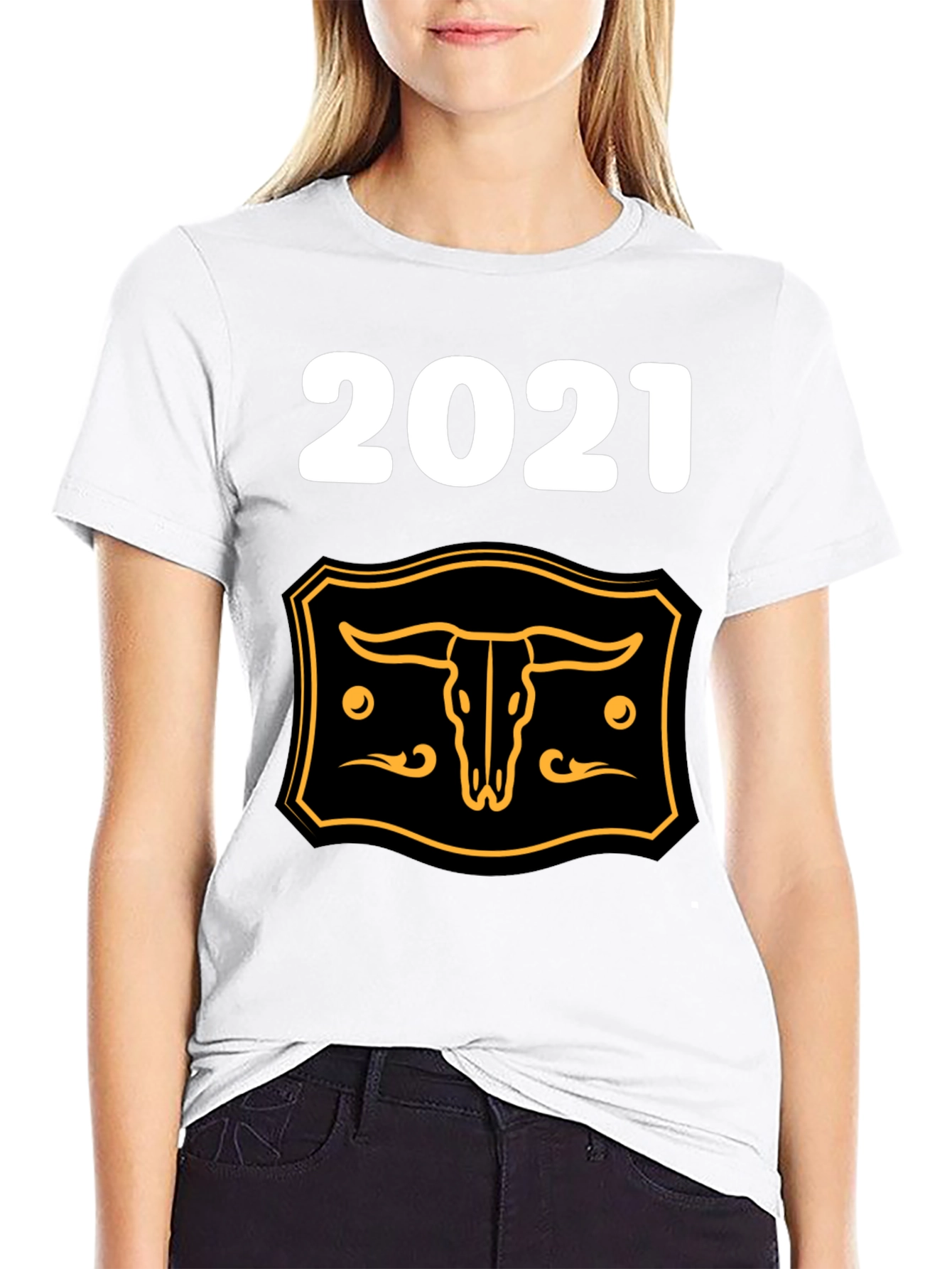 Black 2021 Steer Skull Graphic Tee - Black Cotton Blend view 9