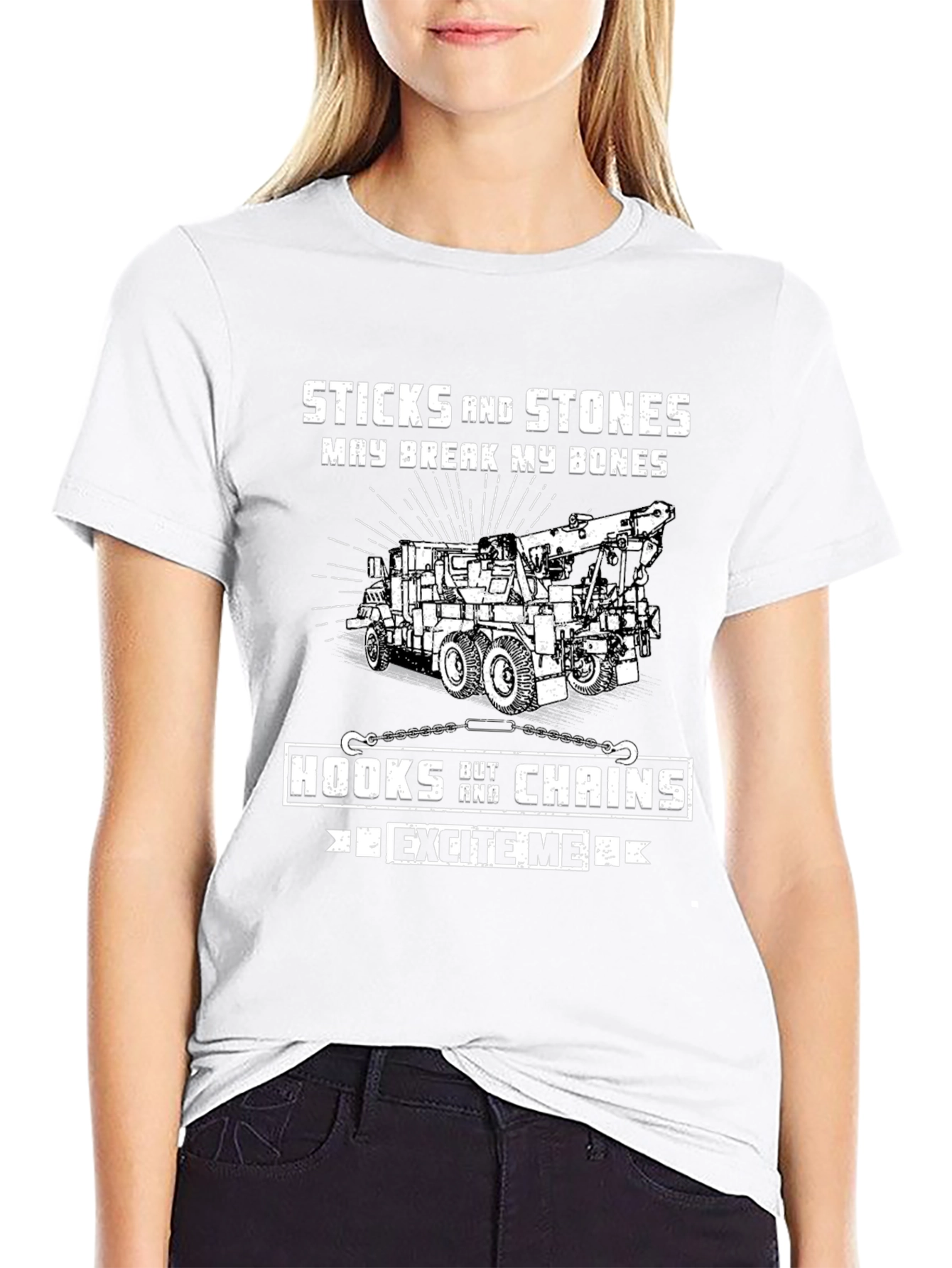 Black Sticks and Stones Tow Truck T-Shirt view 9