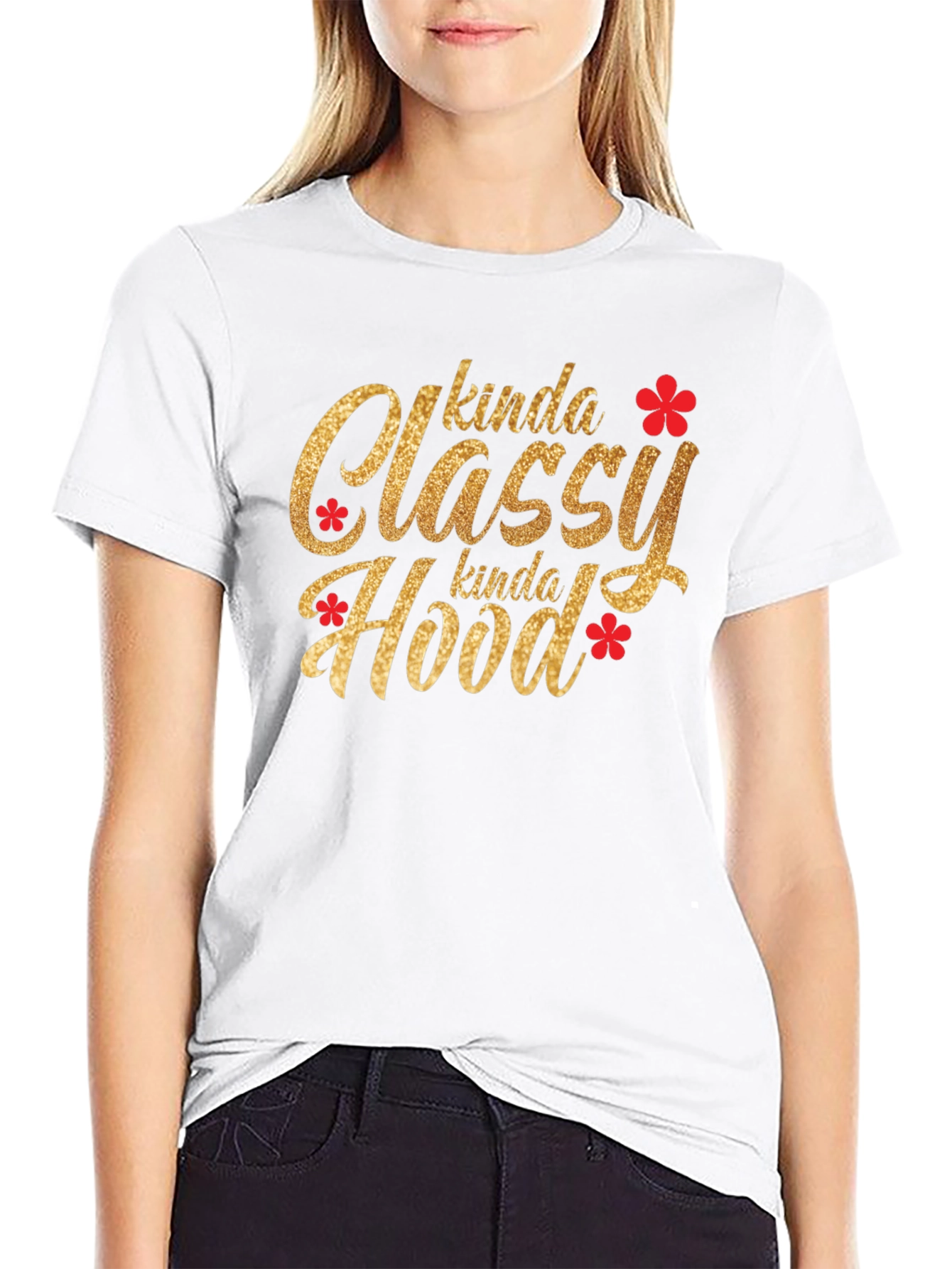 Black Kinda Classy Kinda Hood Graphic T-Shirt view 9