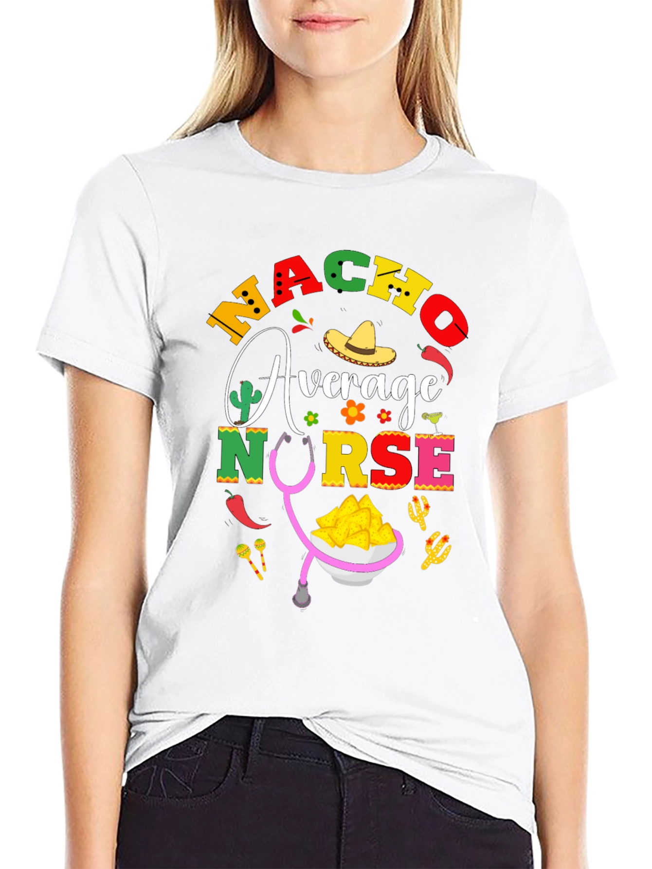 Black Nacho Average Nurse T-Shirt - Black Cotton Tee view 9