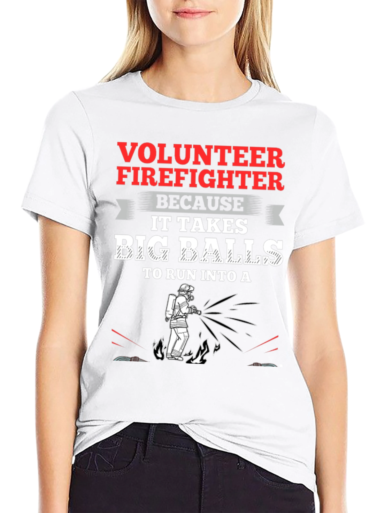 Black Volunteer Firefighter Big Balls Graphic Tee view 9