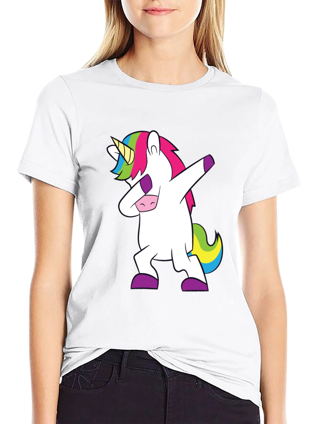 Black Dabbing Unicorn Graphic Tee - Black view 9