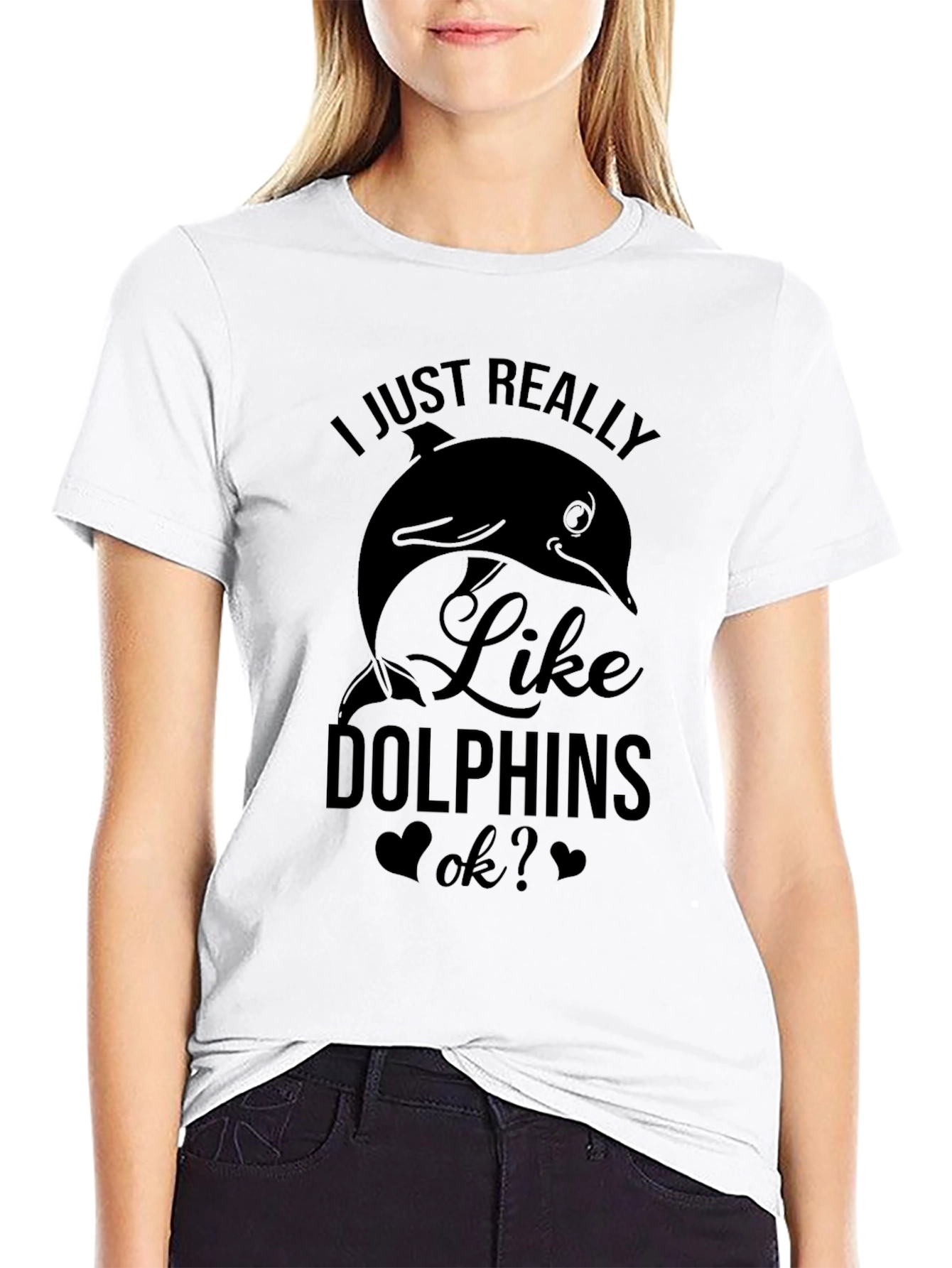 Black I Just Really Like Dolphins T-Shirt view 9