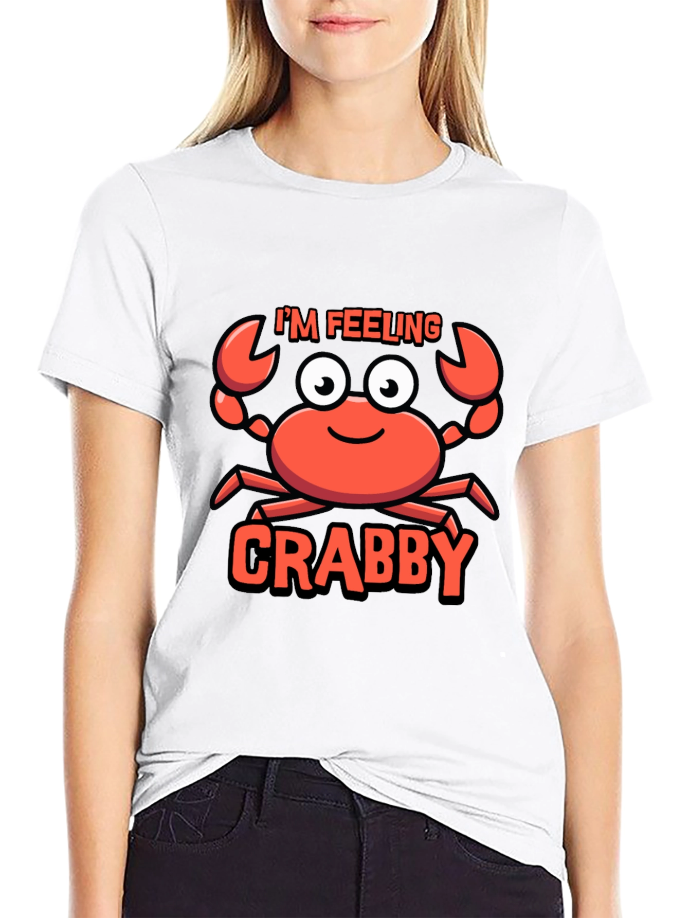 Black I'm Feeling Crabby T-Shirt - Funny Cartoon Crab Tee view 9