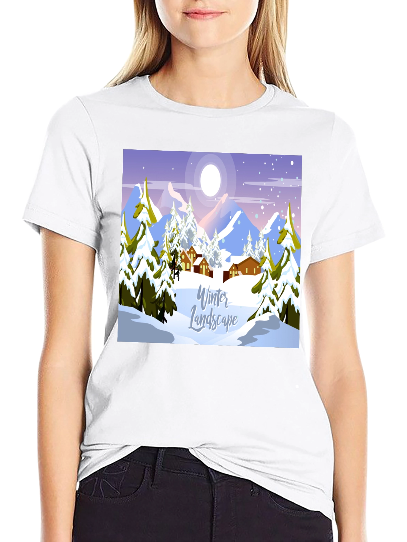 Black Winter Landscape Graphic Tee - Black view 9