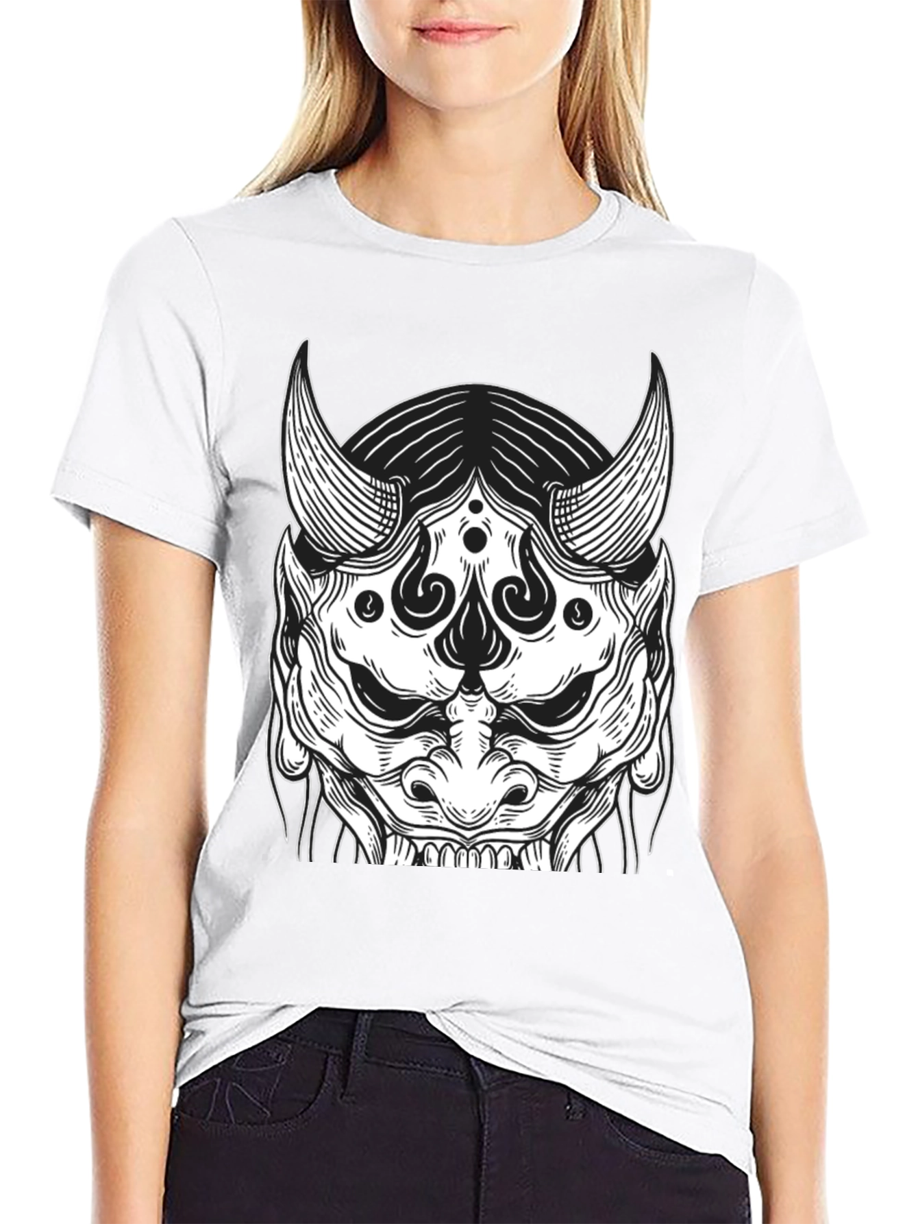 Black Black Oni Mask Graphic Tee view 9
