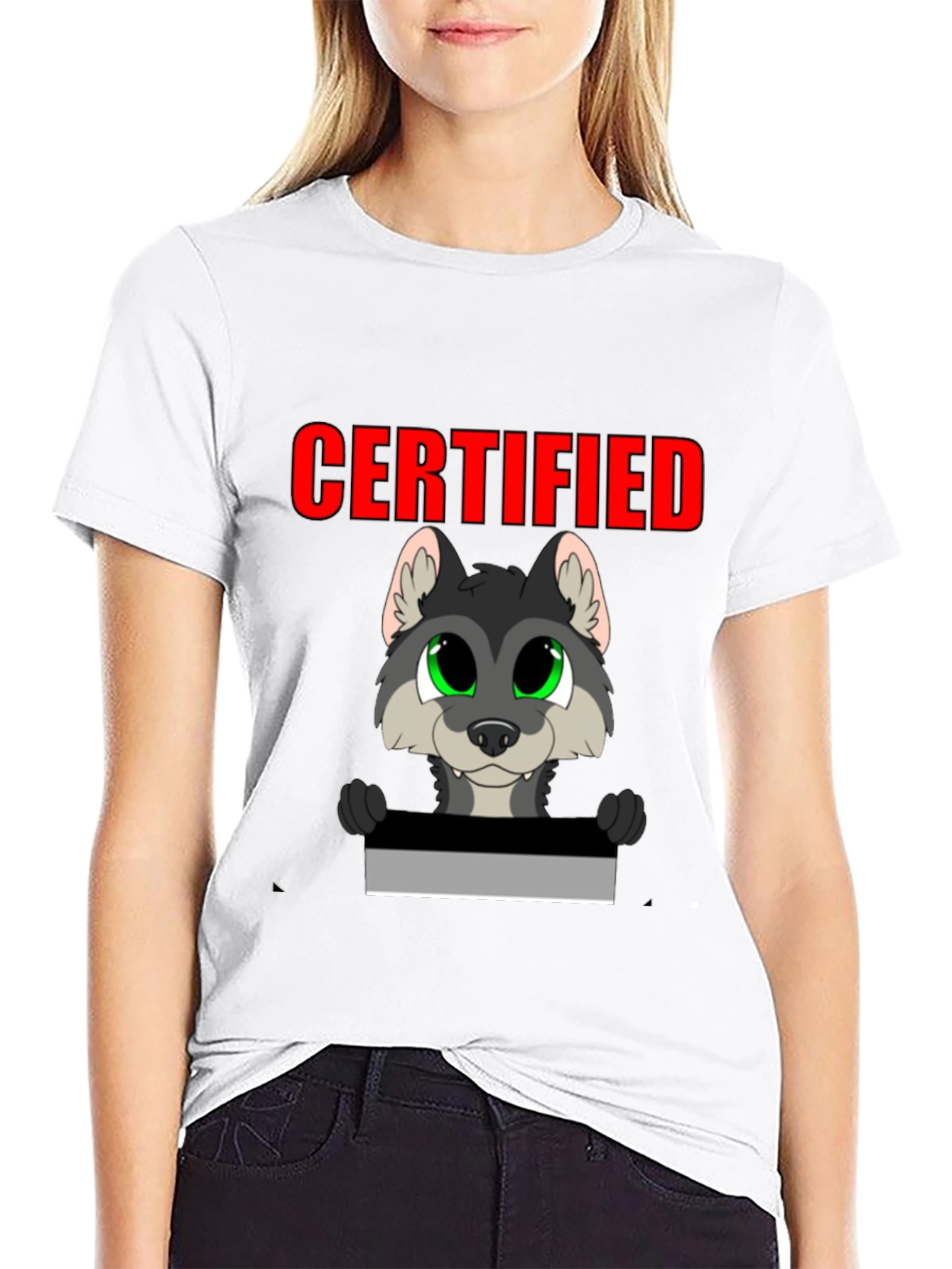 Black Certified Wolf Cartoon T-Shirt - Black view 9