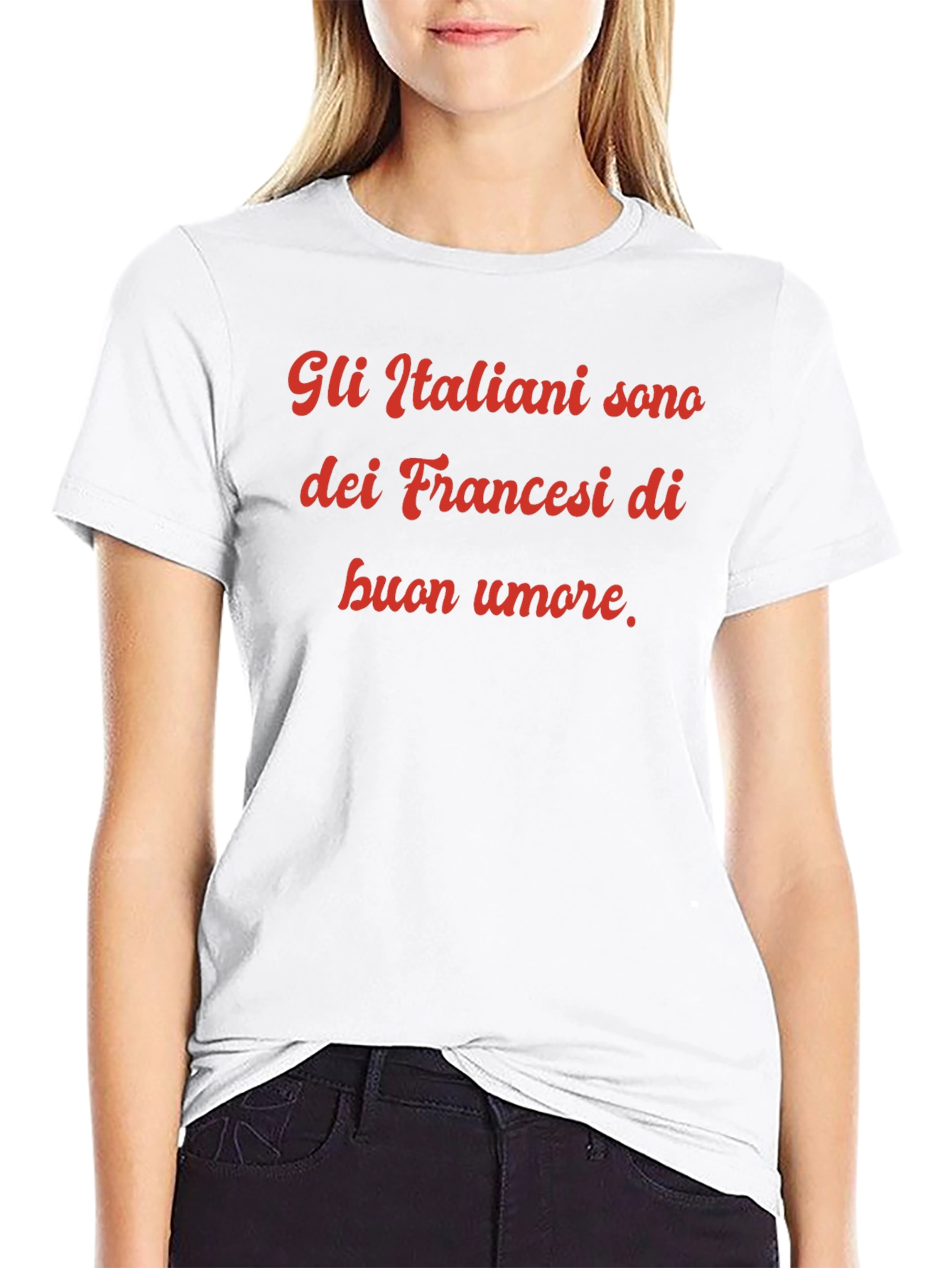 Black Funny Italian Quote T-Shirt - "French People with a Good Sense of Humor" view 9