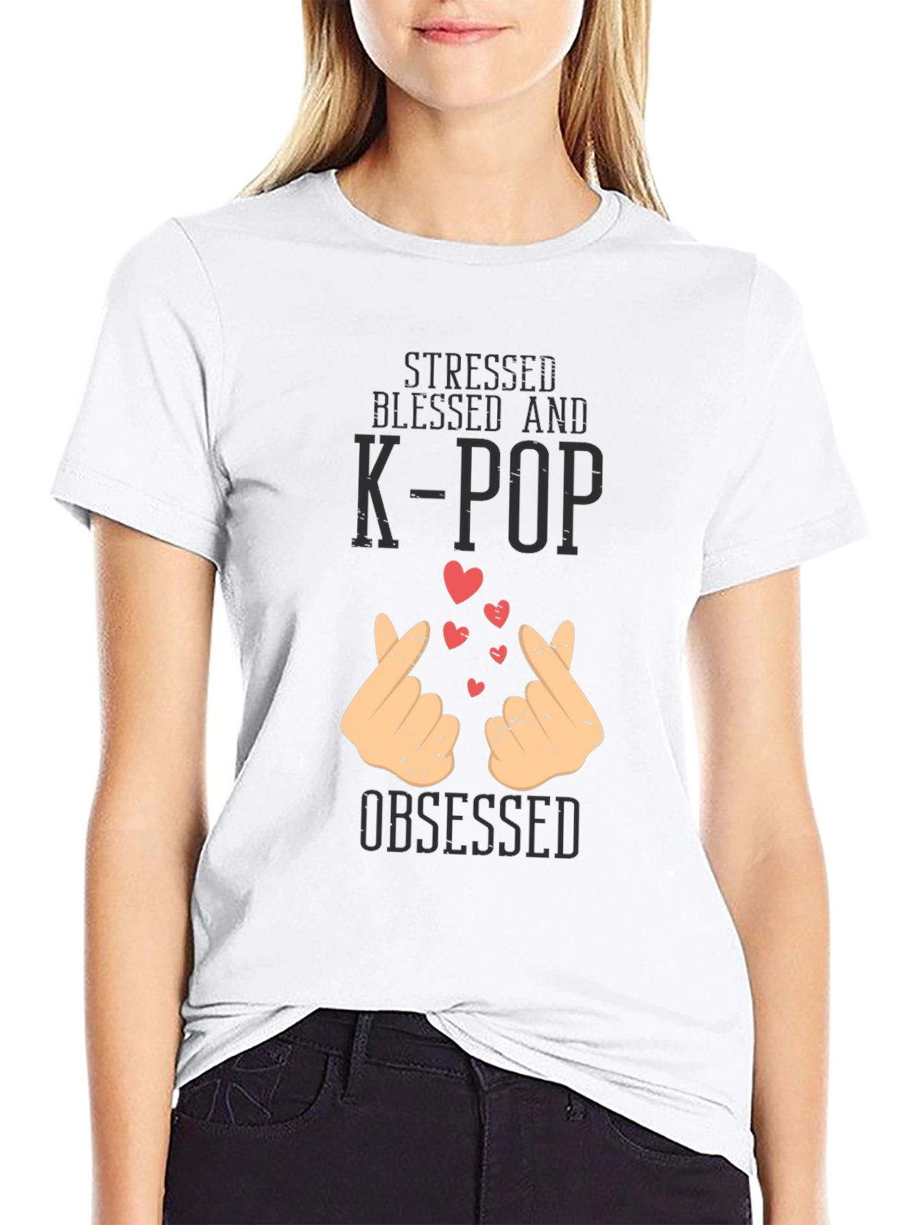 Black K-Pop Obsessed Graphic Tee view 9