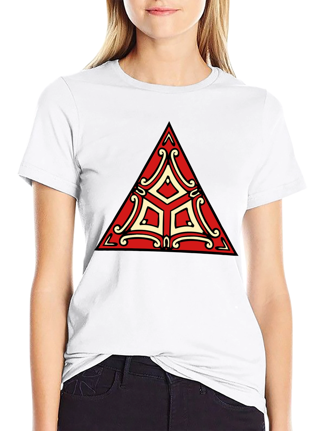 Black Geometric Triangle T-Shirt - Modern Design view 9