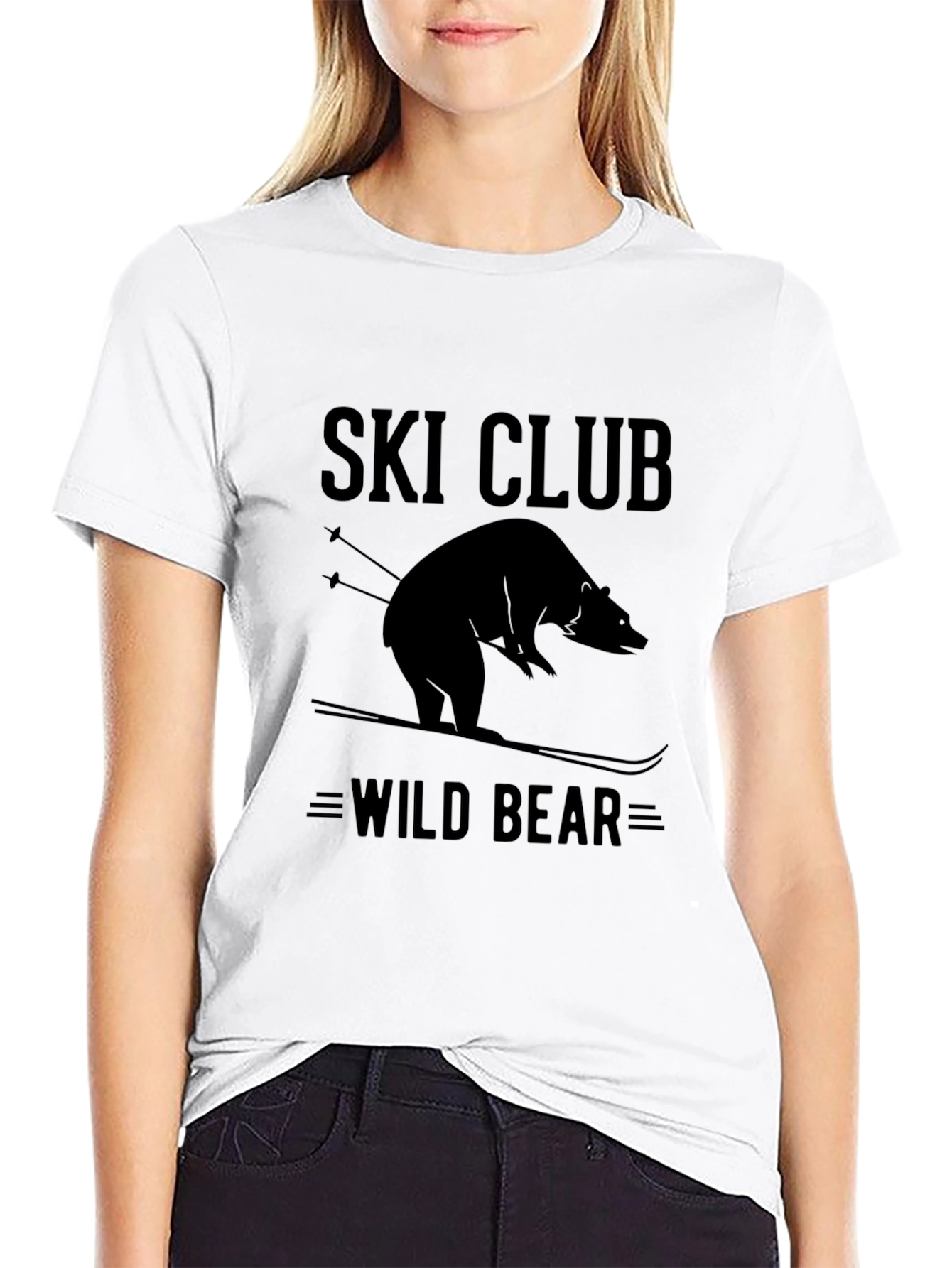 Black Ski Club Wild Bear Graphic T-Shirt - Black view 9
