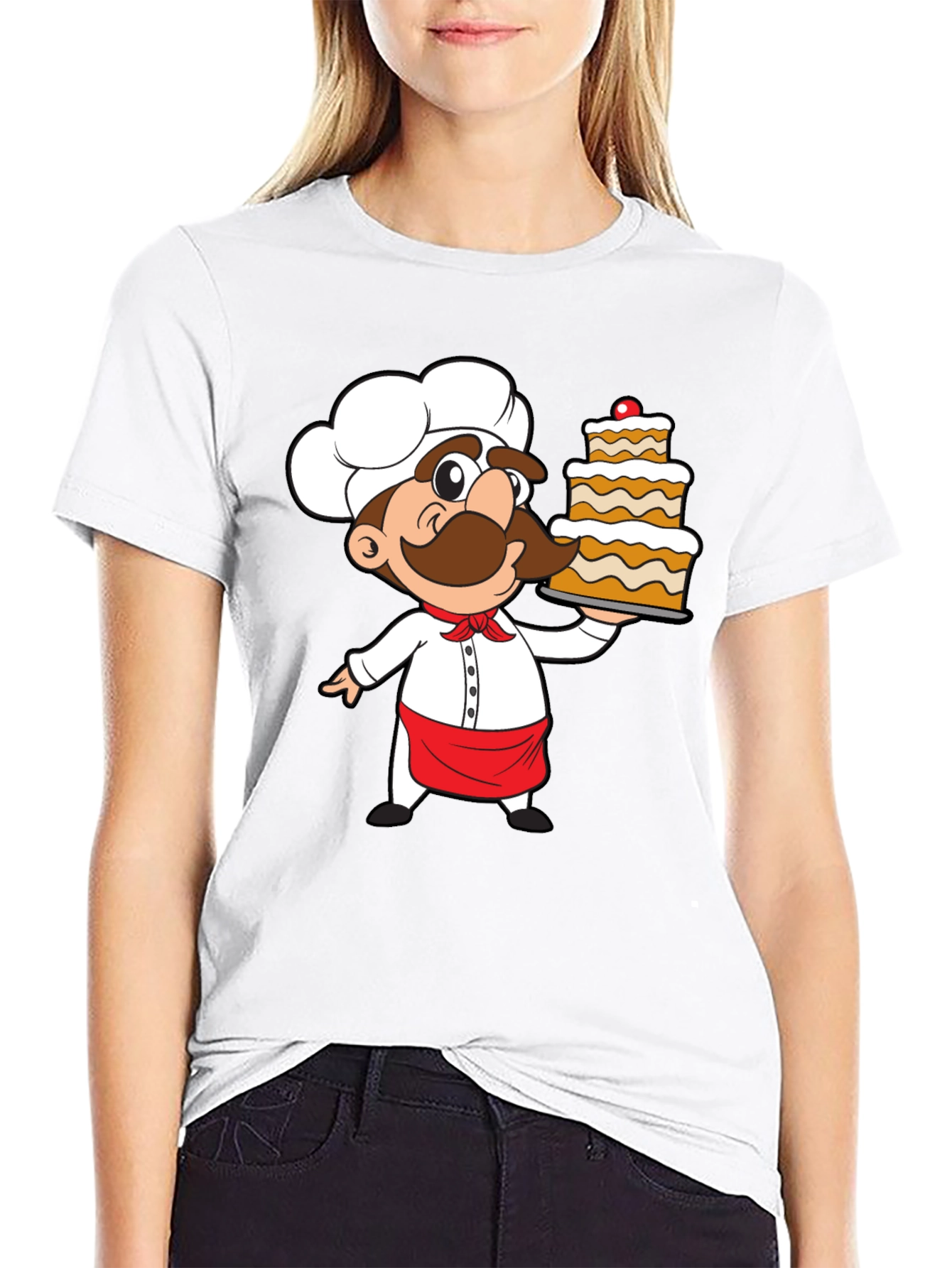 Black Chef Cartoon Graphic Print T-Shirt view 9