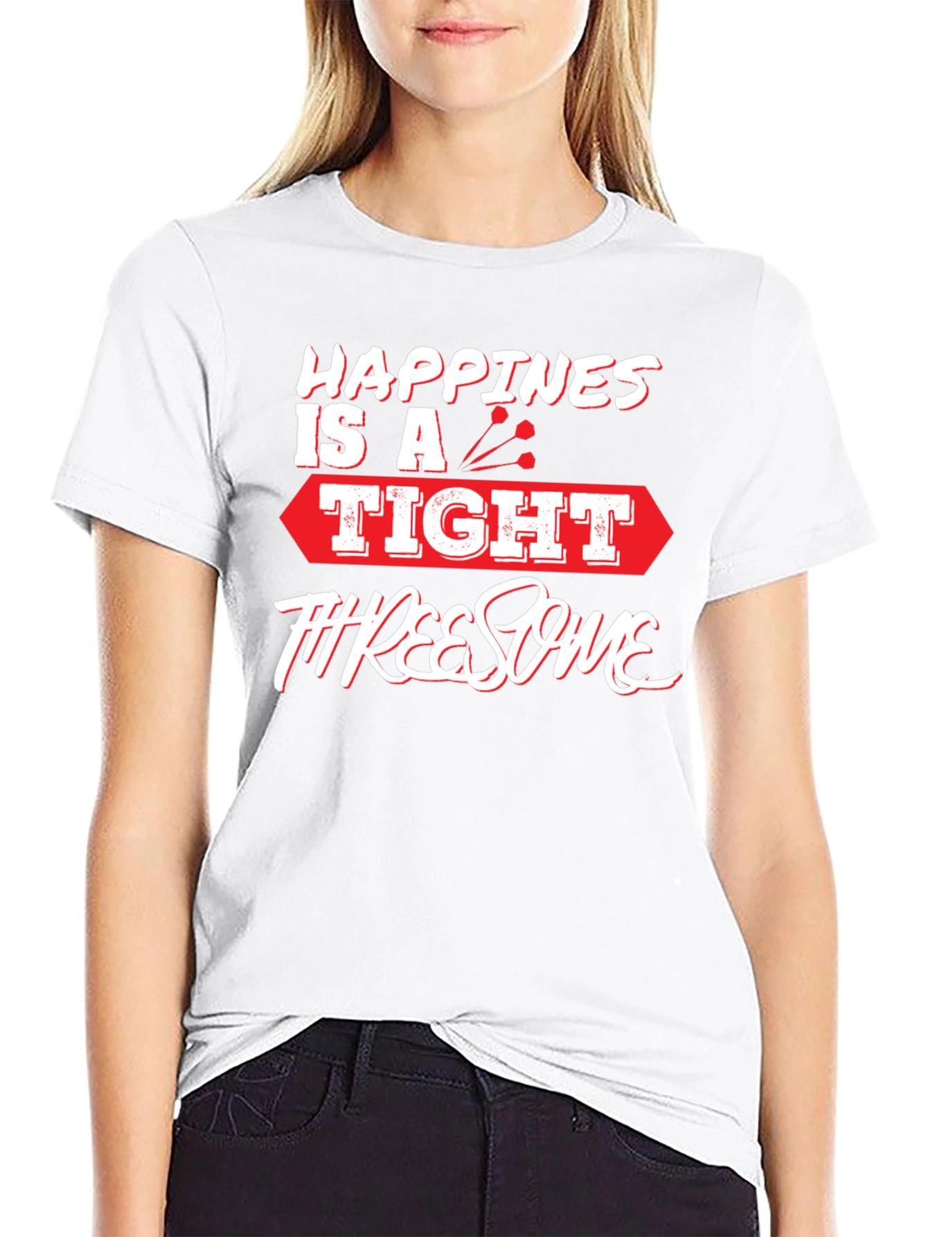 Black Happiness is a Tight Threesome Funny T-Shirt view 9