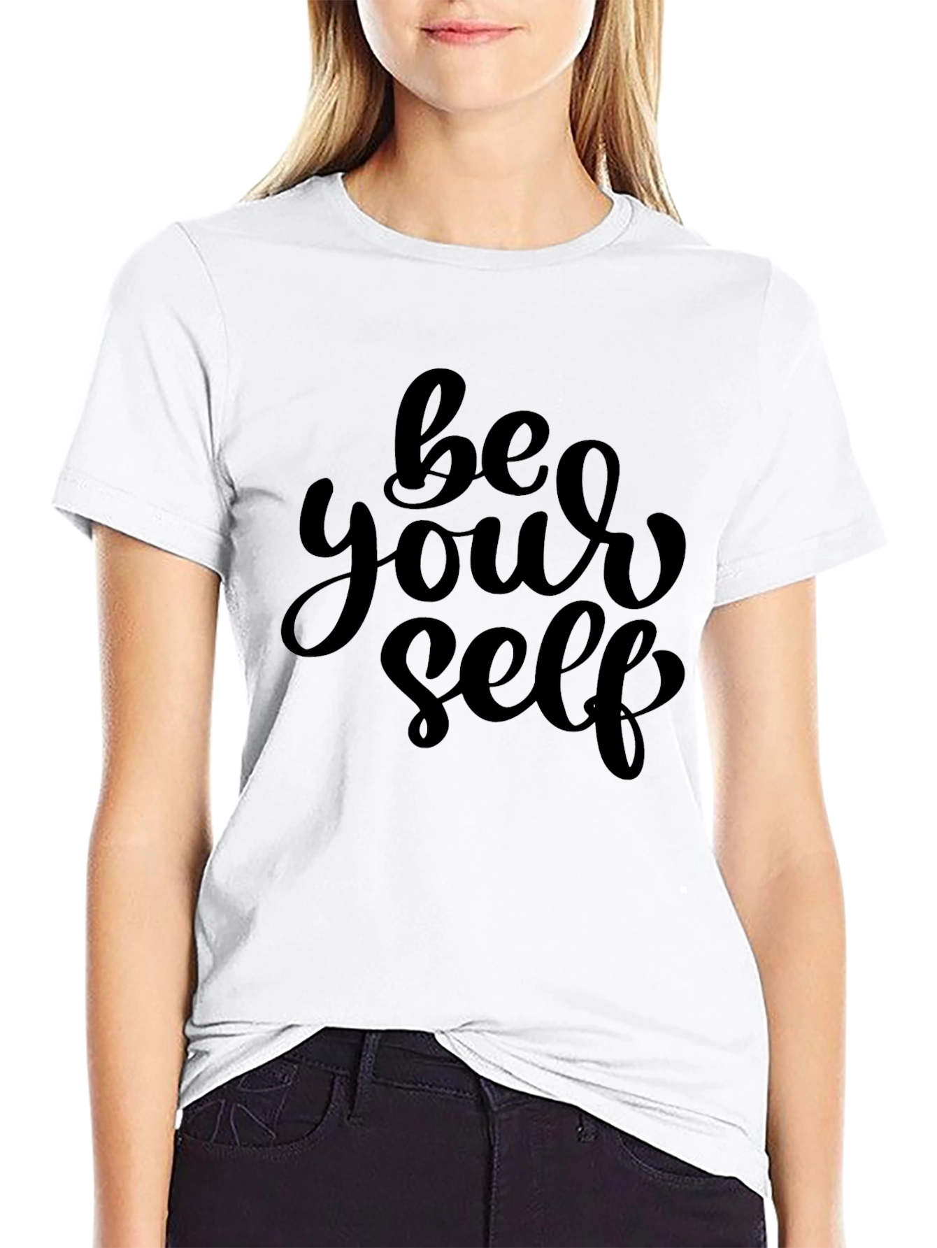 Black Be Yourself Black Graphic Print T-Shirt view 9