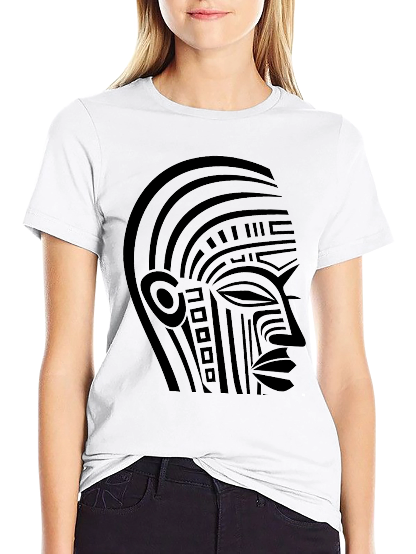 Black Tribal Face Graphic Black T-Shirt view 9