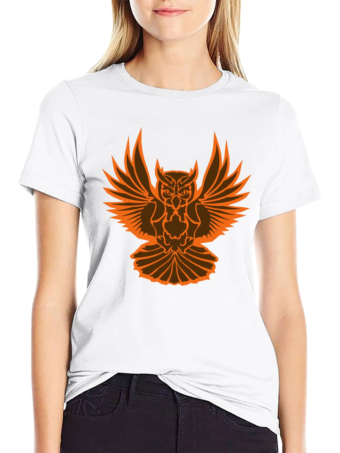 Black Owl Graphic Black T-Shirt for Men view 9