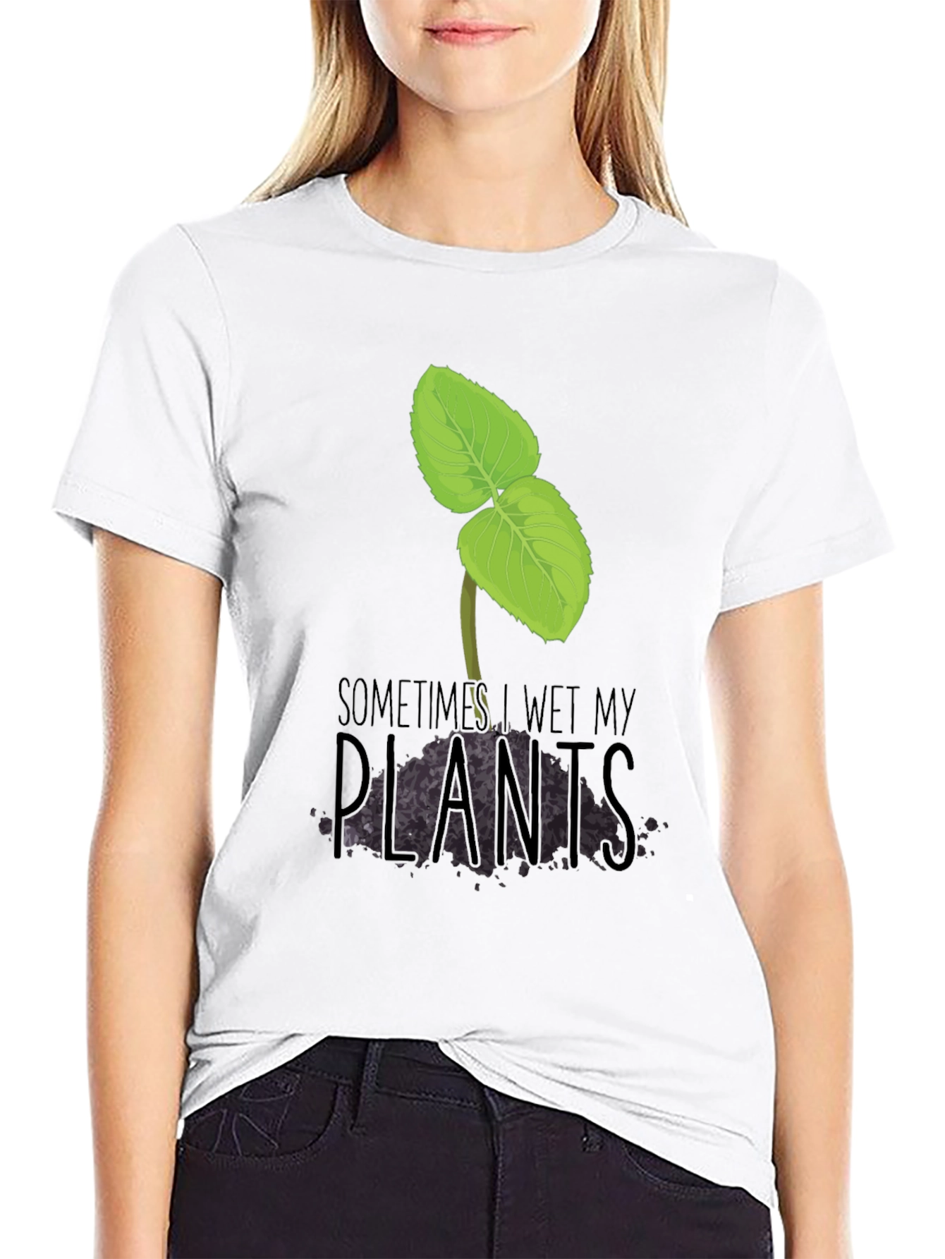 Black Funny 'Sometimes I Wet My Plants' Graphic Tee view 9
