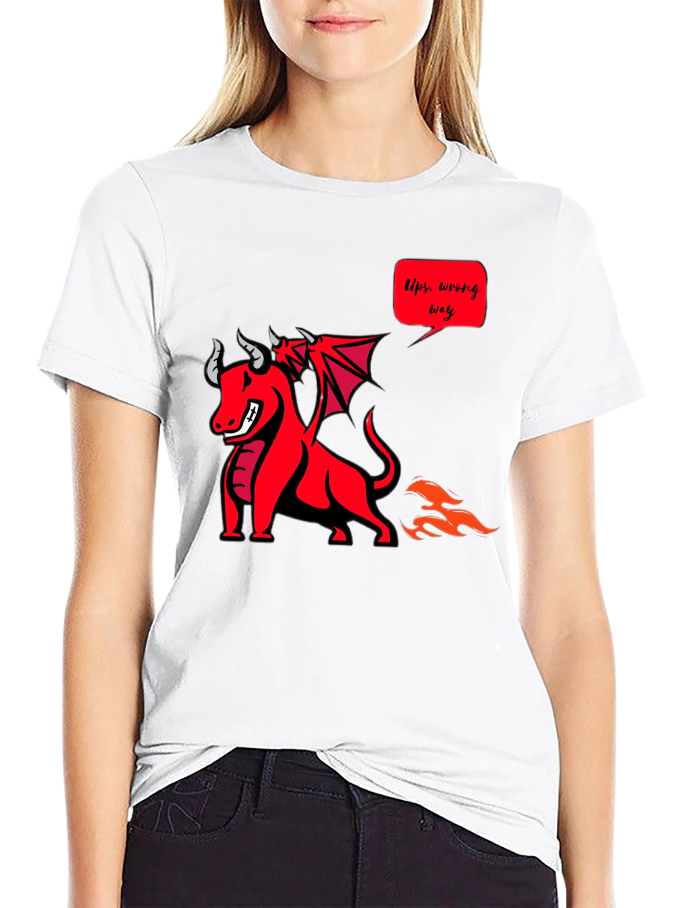 Black Funny Dragon T-Shirt - Ups, Wrong Way! view 9