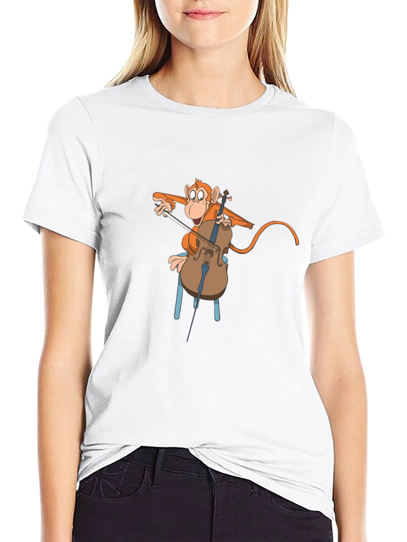 Black Monkey Cello Player T-Shirt view 9