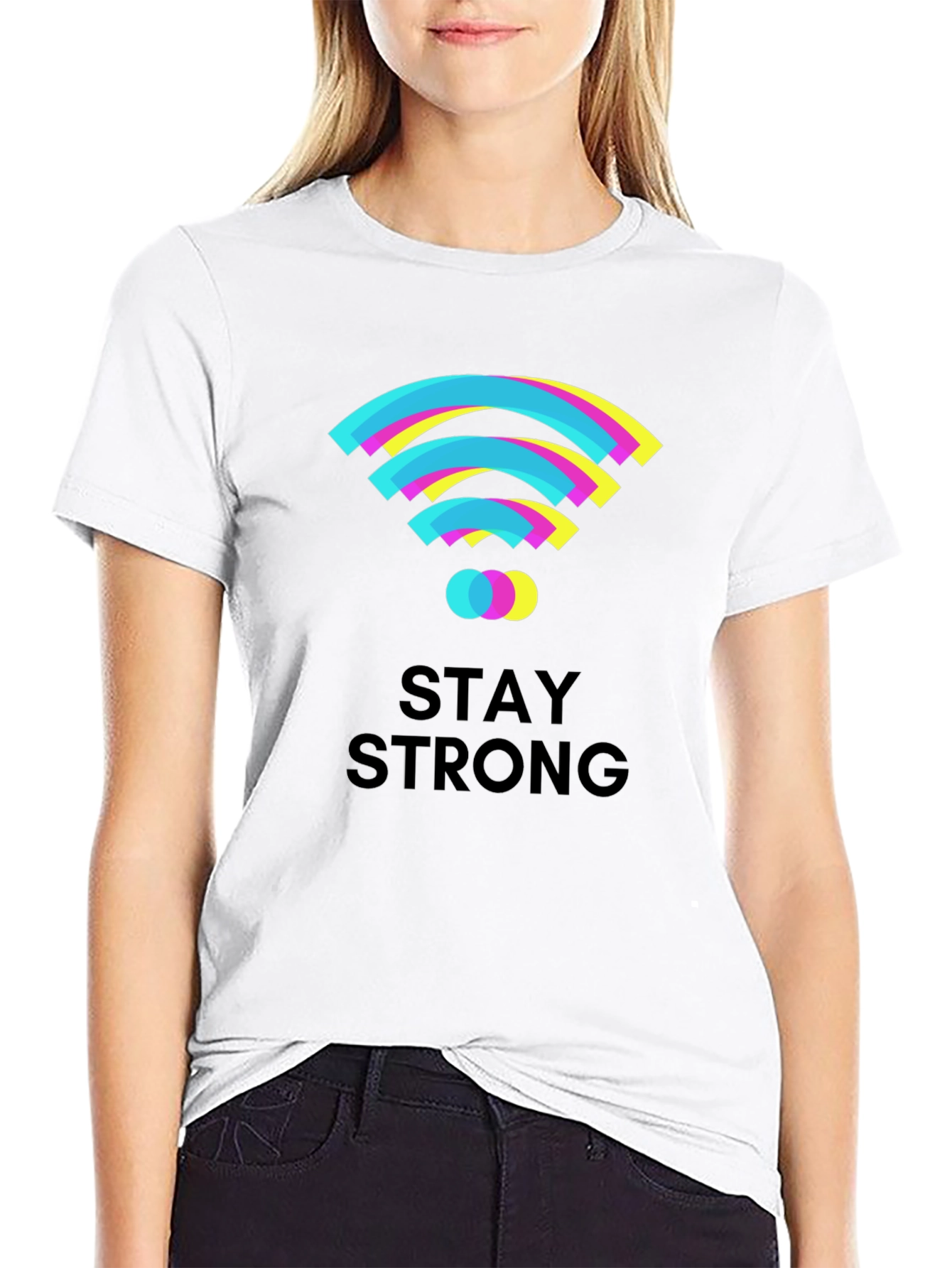 Black Stay Strong Graphic T-Shirt - Black Cotton Tee view 9