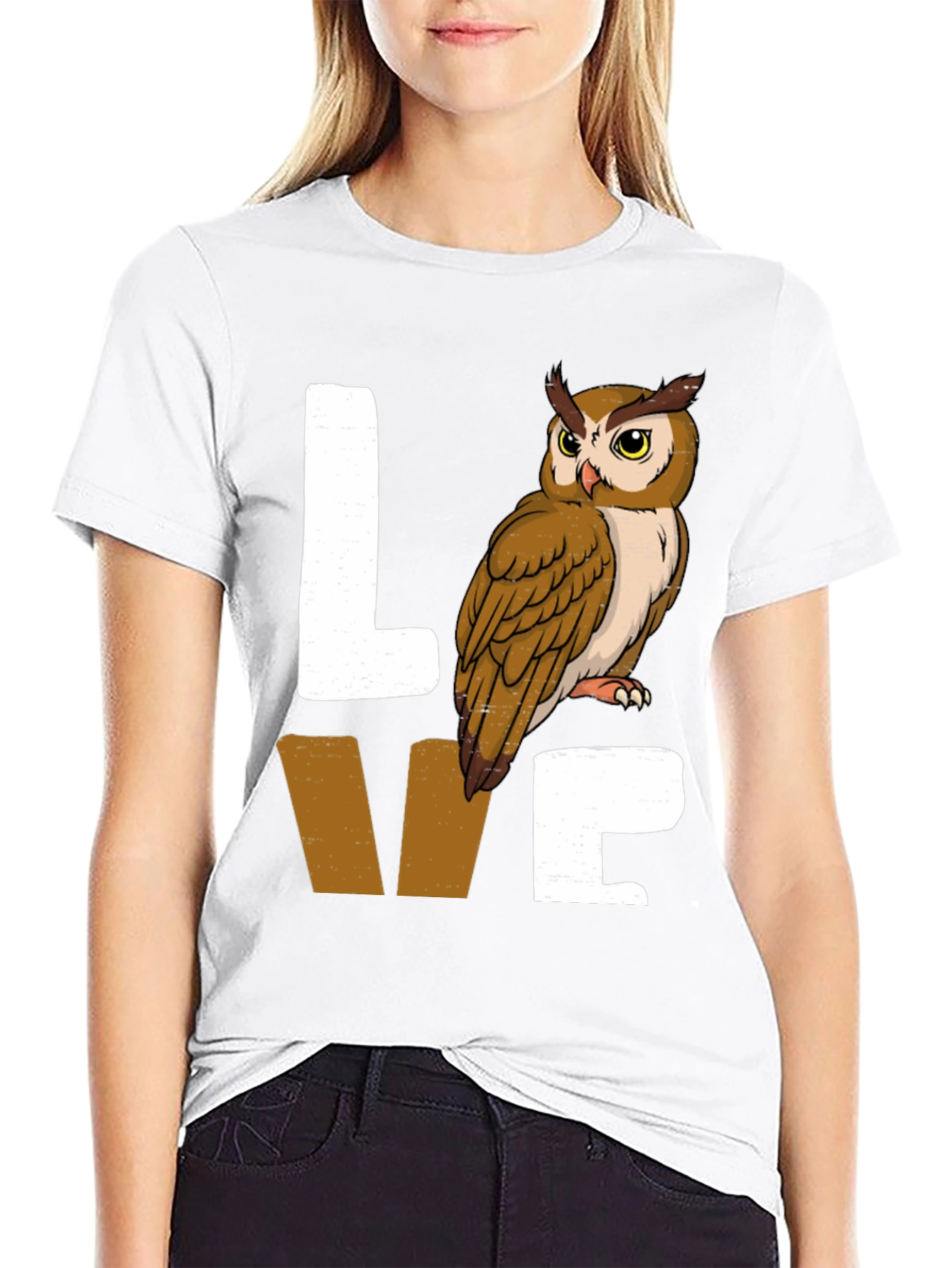 Black Owl Lover Graphic Tee - Black Cotton Blend view 9