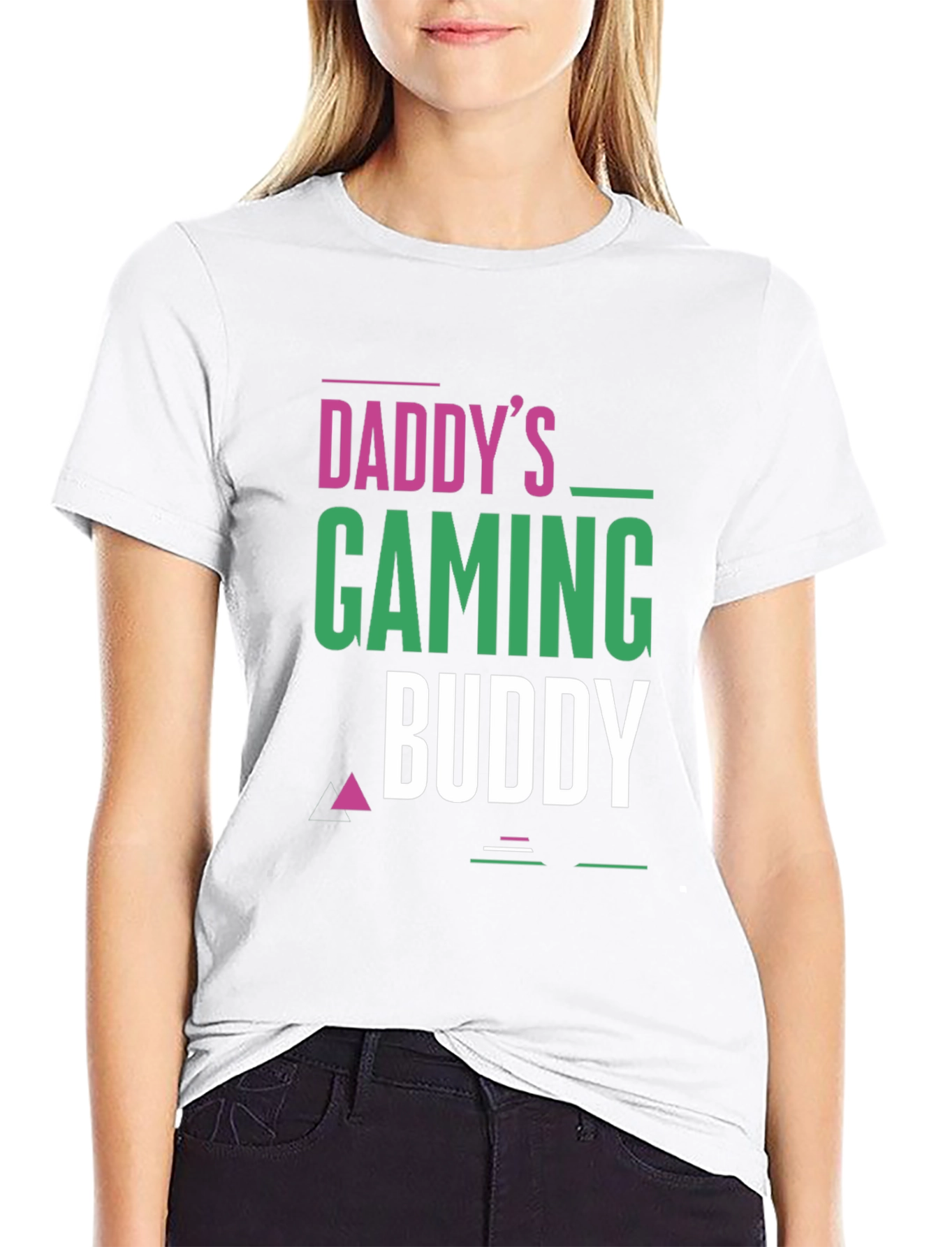 Black Daddy's Gaming Buddy Black T-Shirt view 9