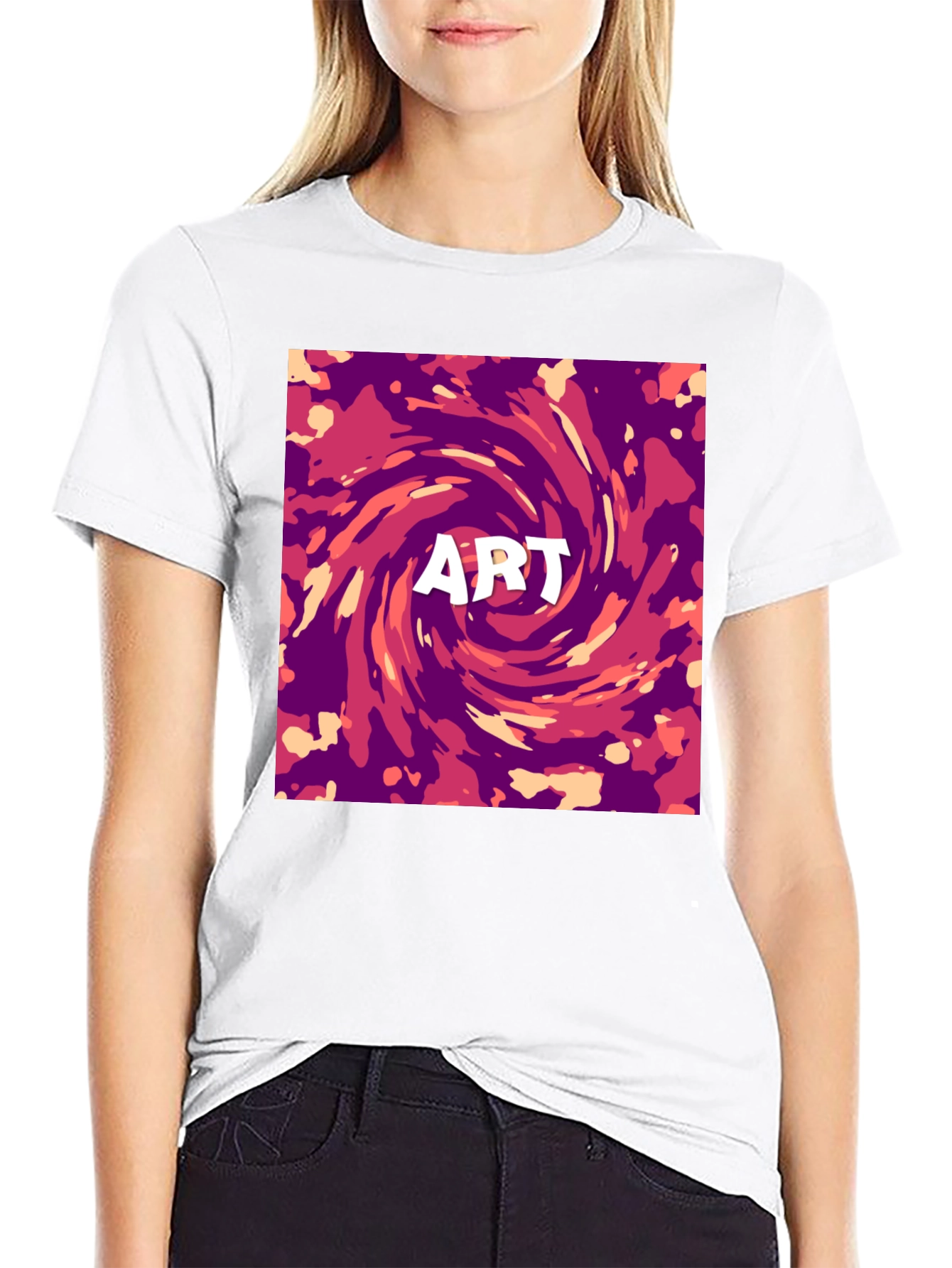 Black Abstract Art Swirl Graphic Print T-Shirt view 9