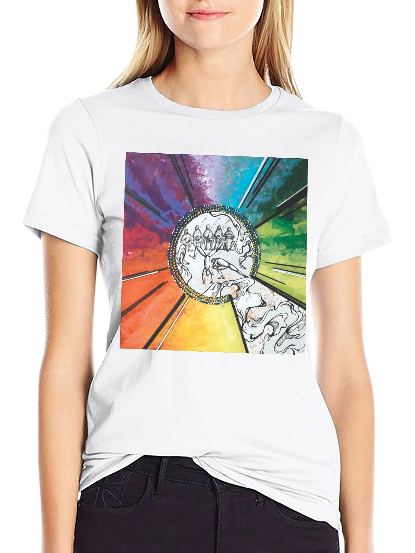Black Colorful Graphic Print Black T-Shirt view 9