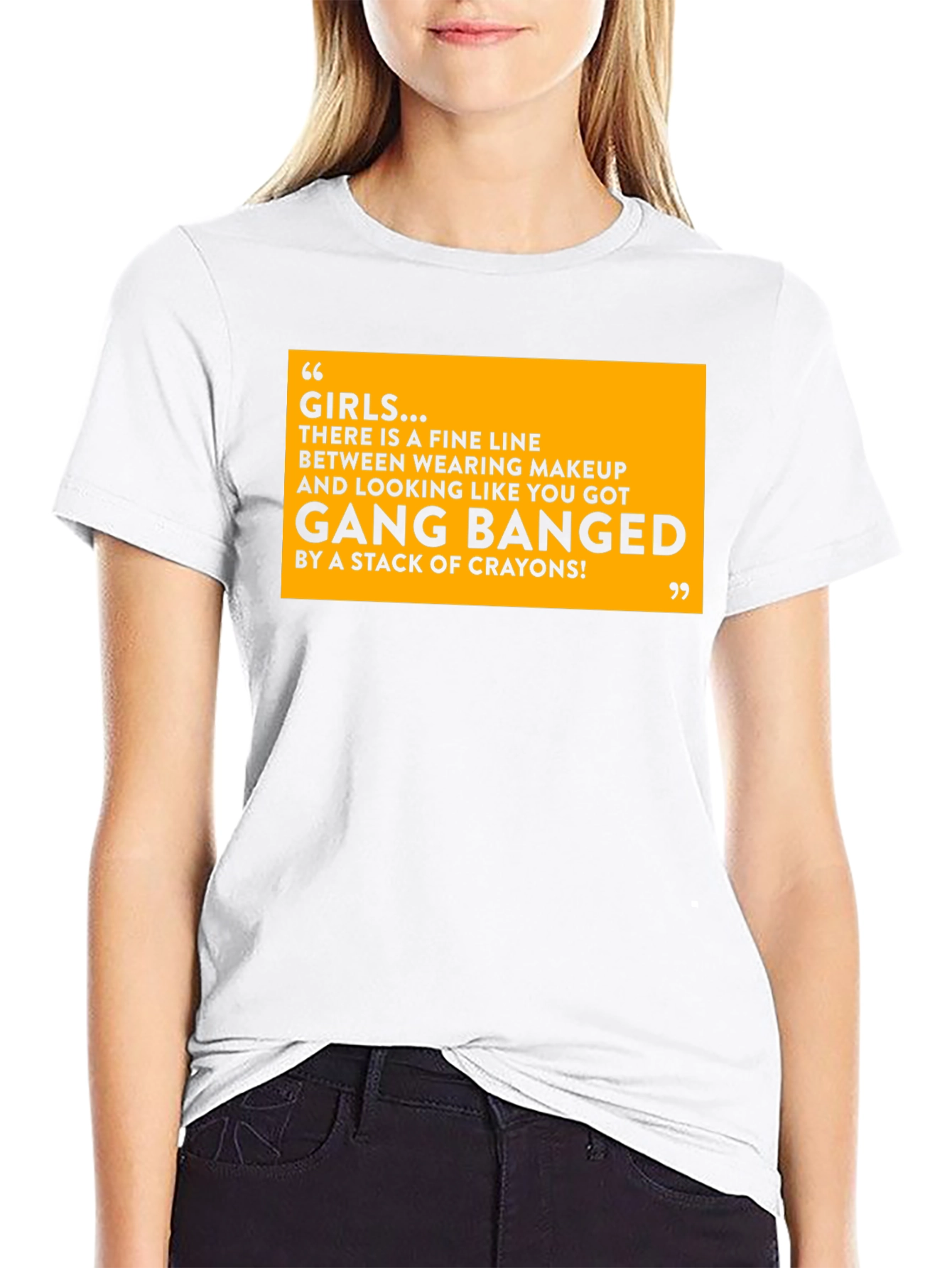 Black Funny Girls Makeup T-Shirt - Gang Bang Crayons Joke view 9