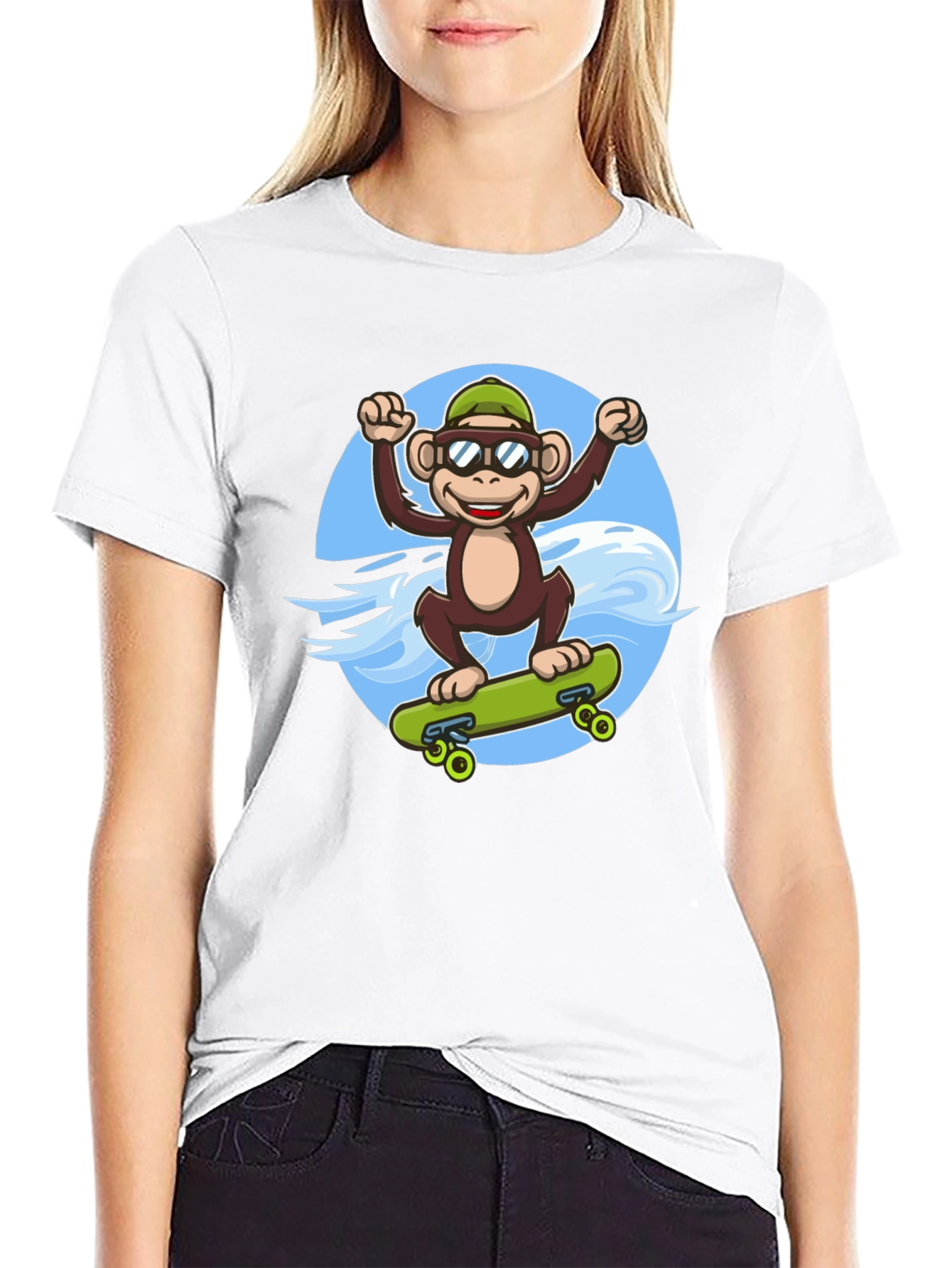 Black Monkey Skateboarder T-Shirt - Cool Graphic Tee view 9