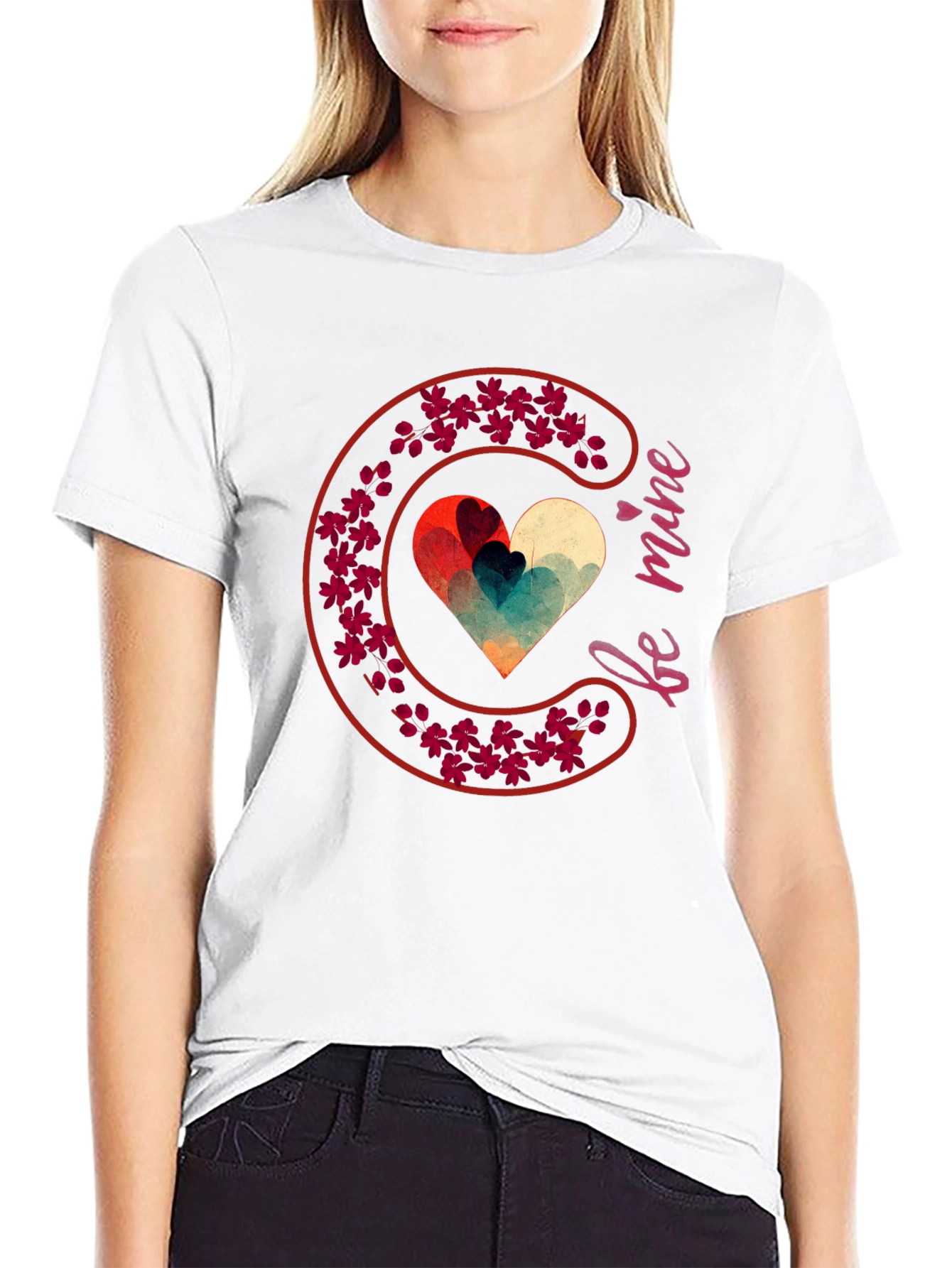 Black Be Mine Heart Valentine's T-Shirt view 9