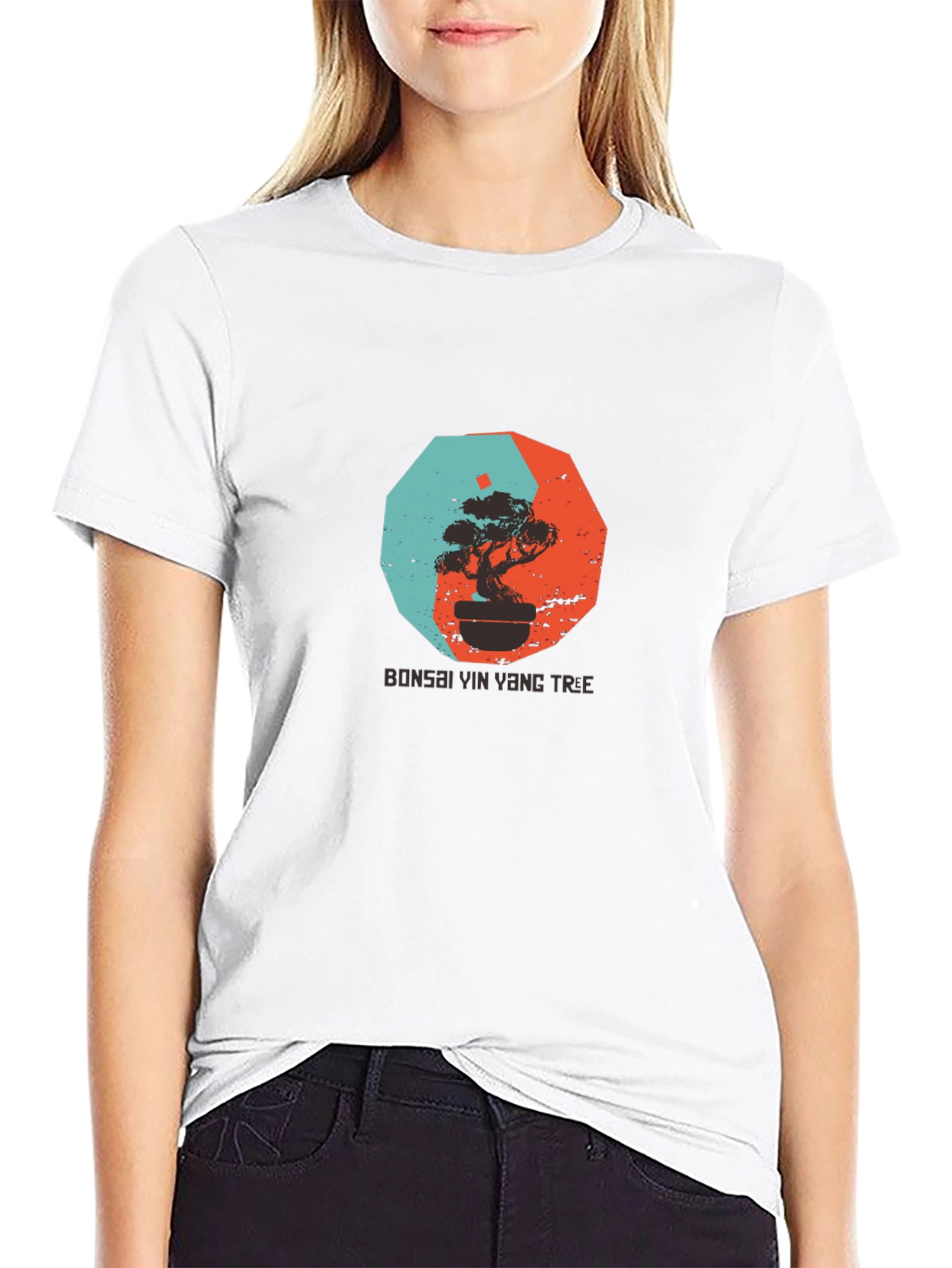 Black Yin Yang Bonsai Tree Graphic Tee - Black view 9